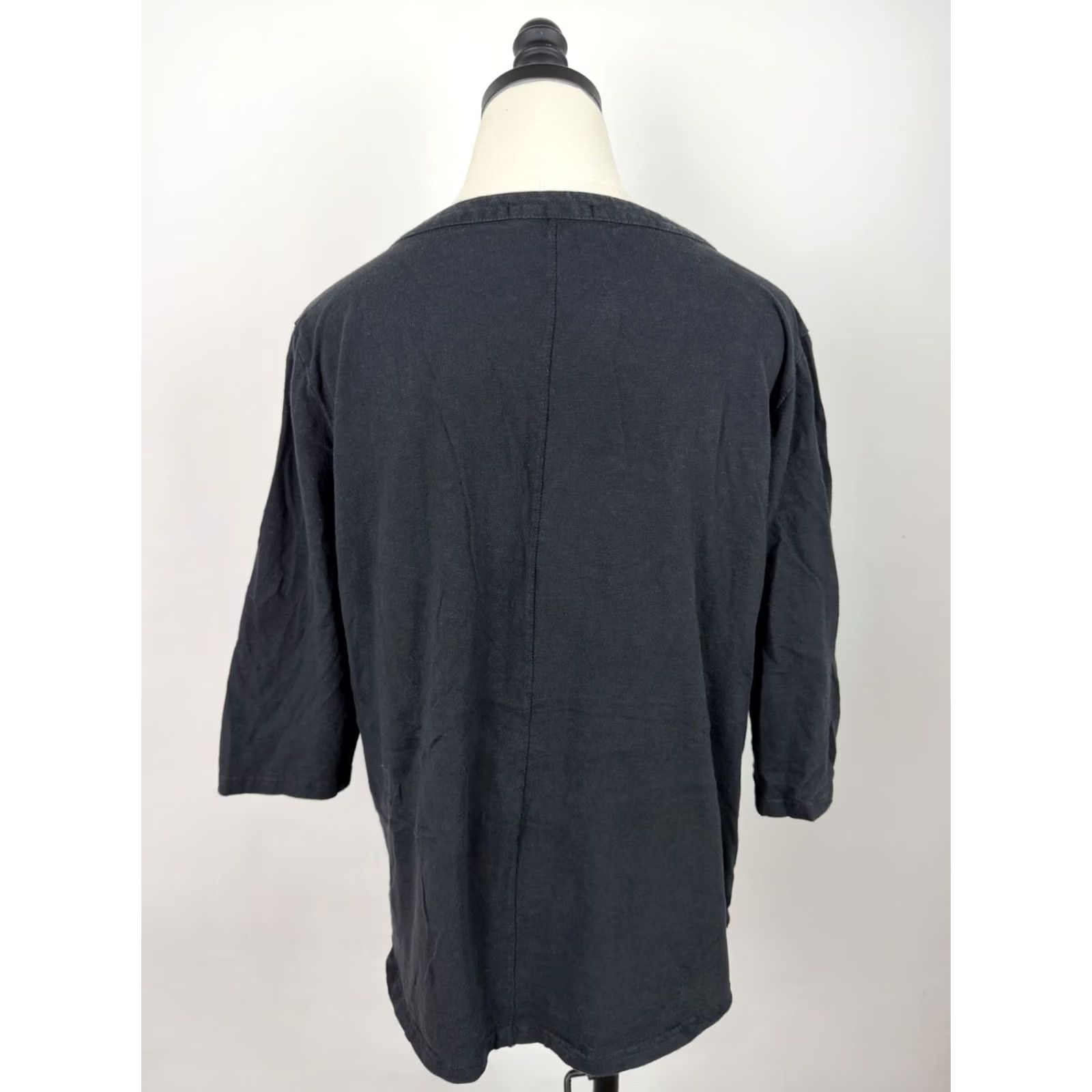 Vintage Fresh Produce Shirt Womens Medium Black Cotton 3/4 Sleeve Button Front Blouse Size M / US 6-8 / IT 42-44 - 5 Thumbnail