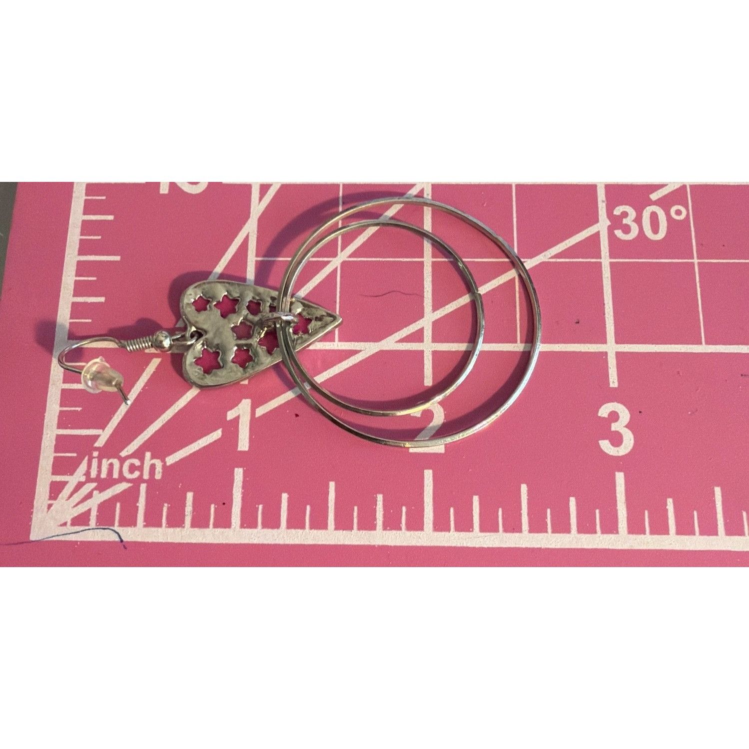 Other Paparazzi Kiss Up Silver Tone Pink Heart Dangle Earrings Hoo Size ONE SIZE - 3 Thumbnail