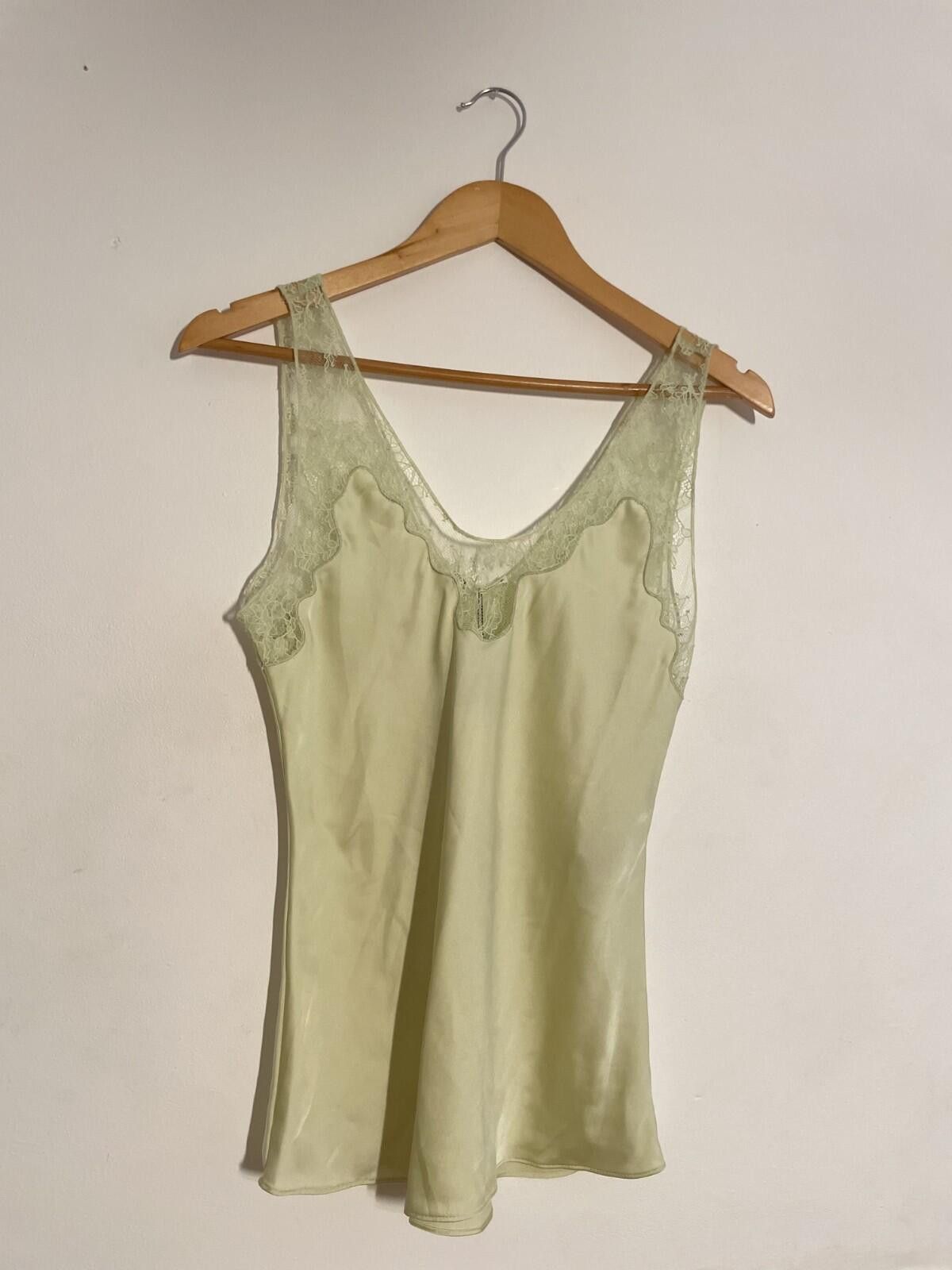 Zara Zara Sage Green Satin Lace Trim Cami Top BNWT S Size S / US 4 / IT 40 - 1 Thumbnail