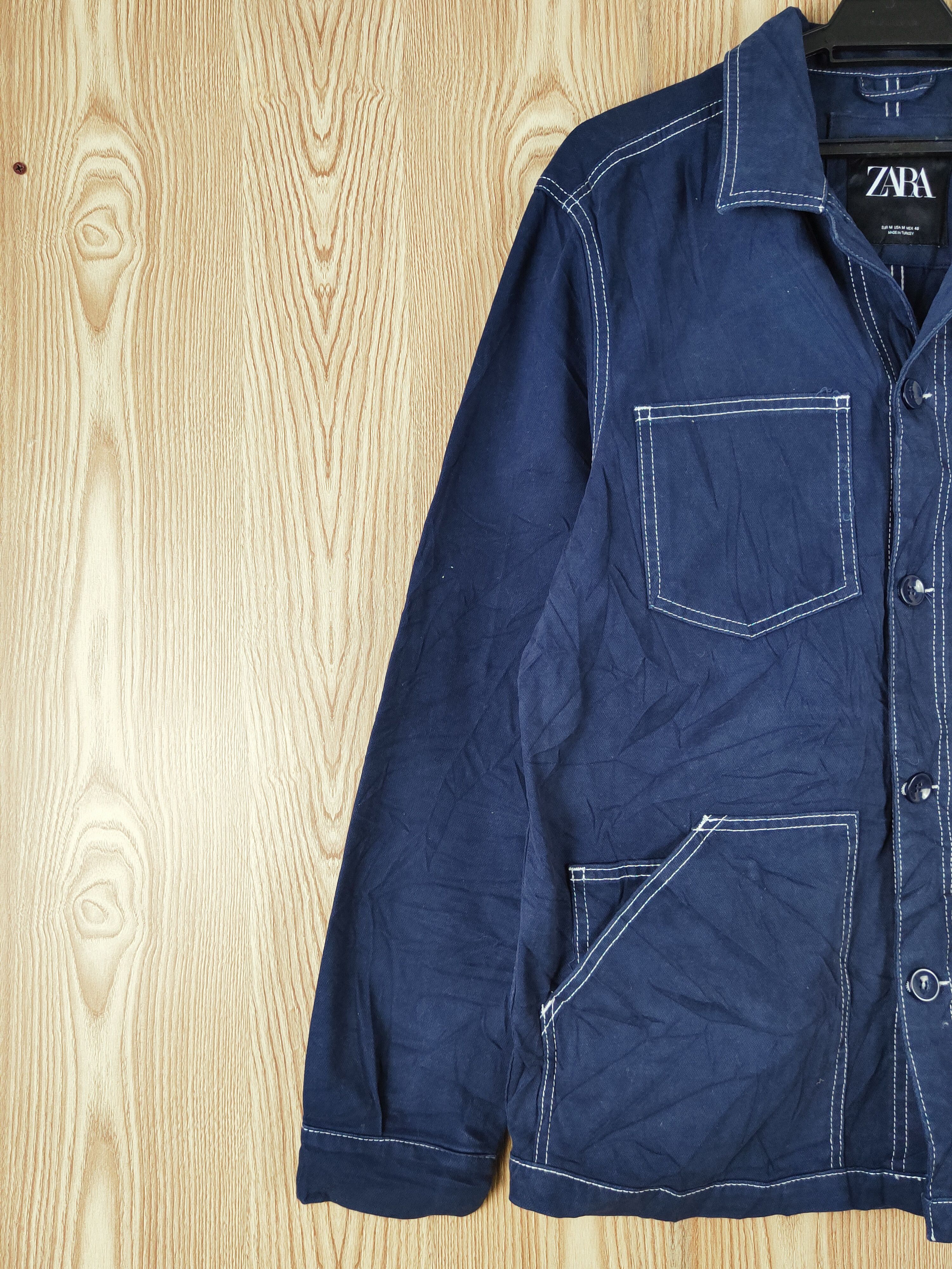 Vintage × Zara Zara Navy Long Sleeve Button Up Shirts (jeans design) Size US M / EU 48-50 / 2 - 4 Thumbnail