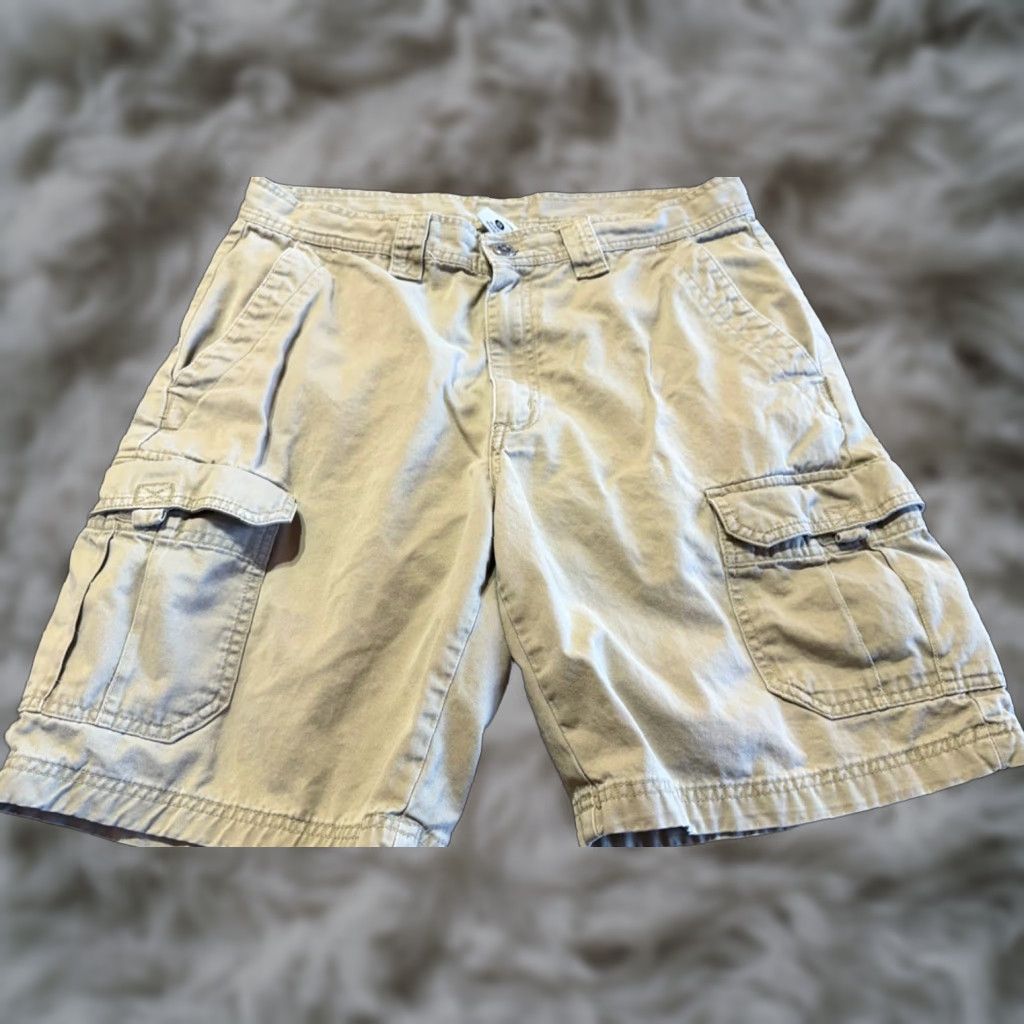 Vintage Columbia Cargo Shorts Mens 34 Tan Beige Cotton 9" Inseam Flat Front Pockets Regular 34X9 Size US 34 / EU 50 - 1 Thumbnail