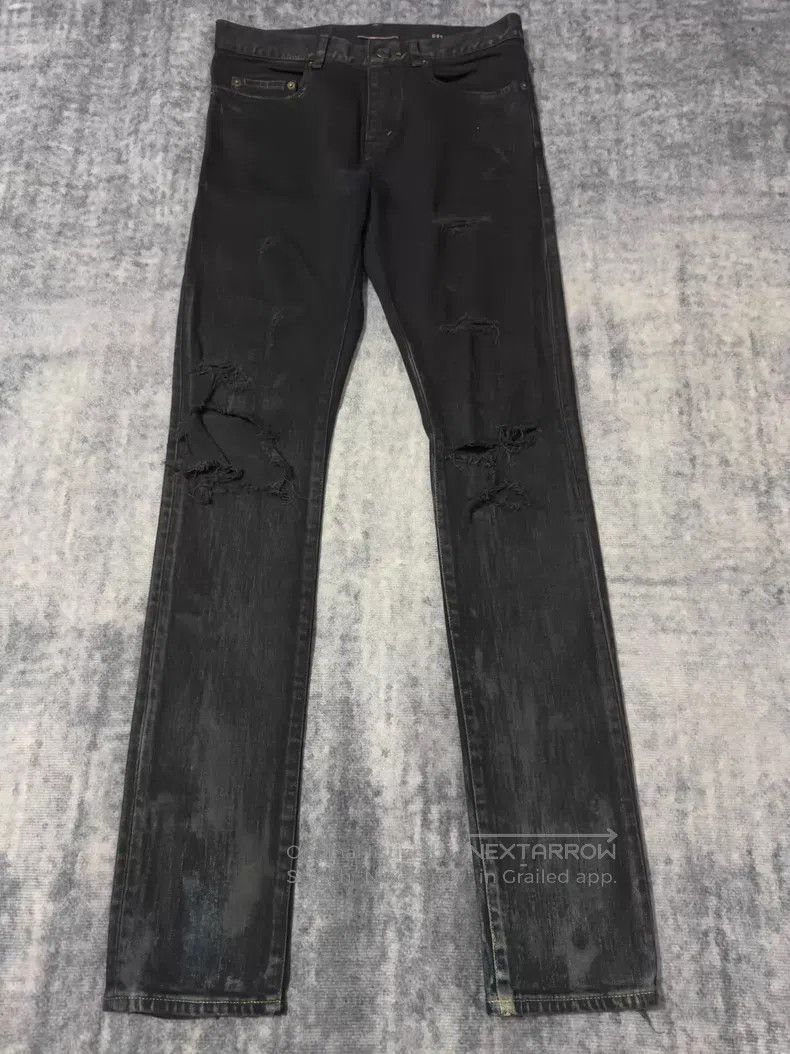Saint Laurent Paris Saint Laurent Paris Black Mud Oil Stain Ripped Big Destroy Size US 29 - 1 Thumbnail