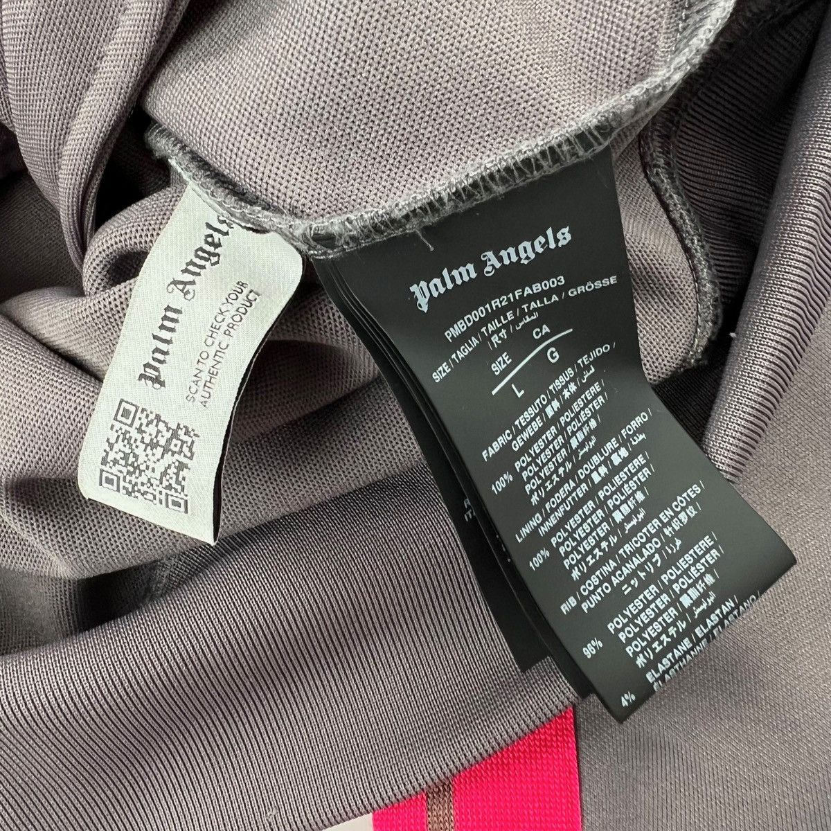Palm Angels Palm Angels Grey & Pink Track Jacket Size US L / EU 52-54 / 3 - 4 Thumbnail