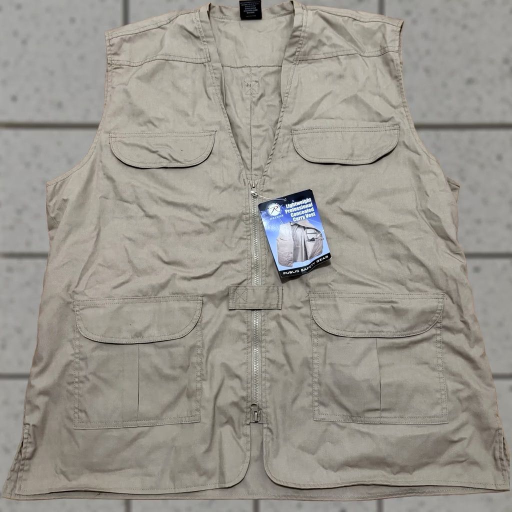 Rothco Vest Mens Large Khaki Lightweight Professional Concealed Carry in Silver, Men's