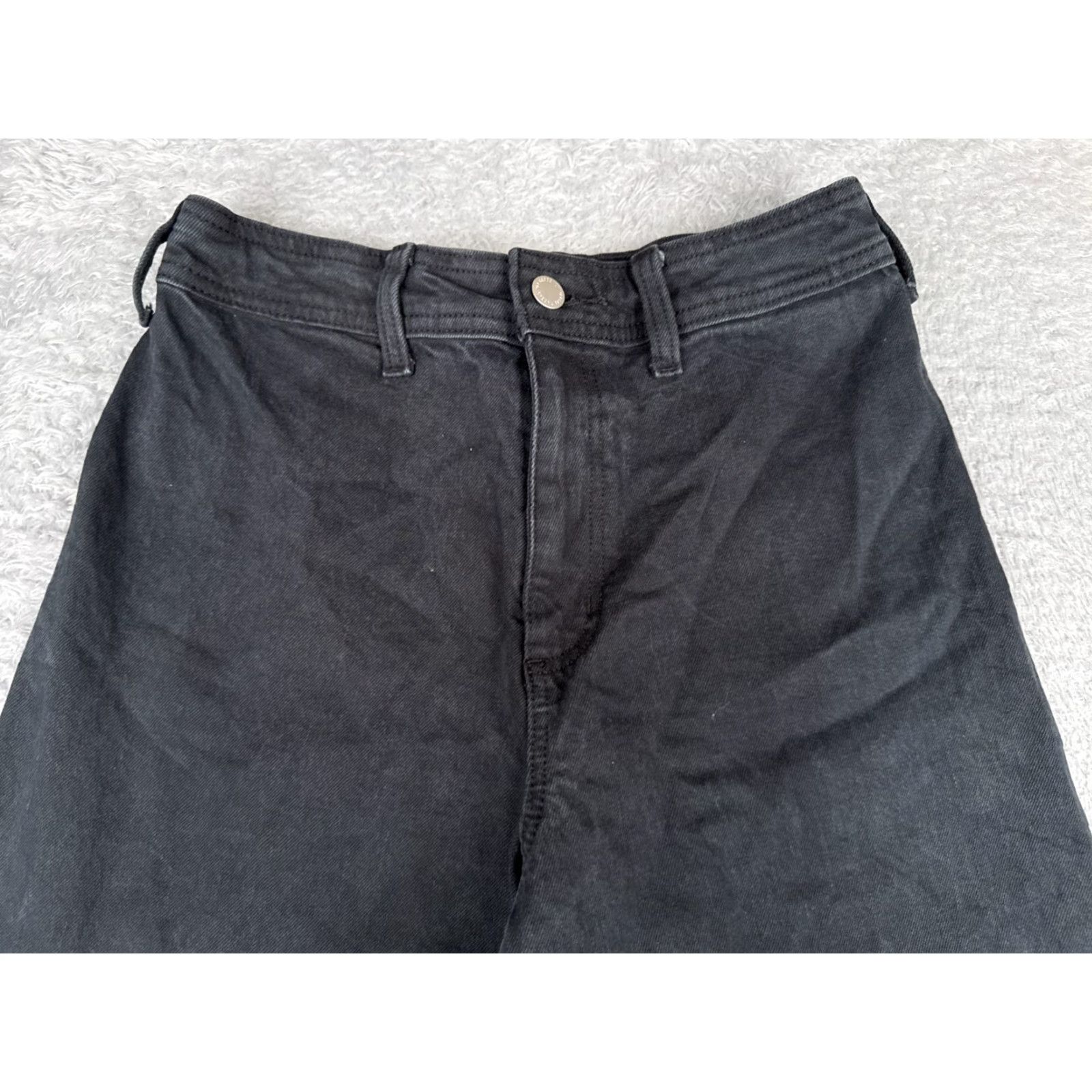 Vintage Universal Thread Jeans Womens 4 Black Denim Sailor Wide Leg High Rise 26x28 Size 27" / US 4 / IT 40 - 4 Thumbnail