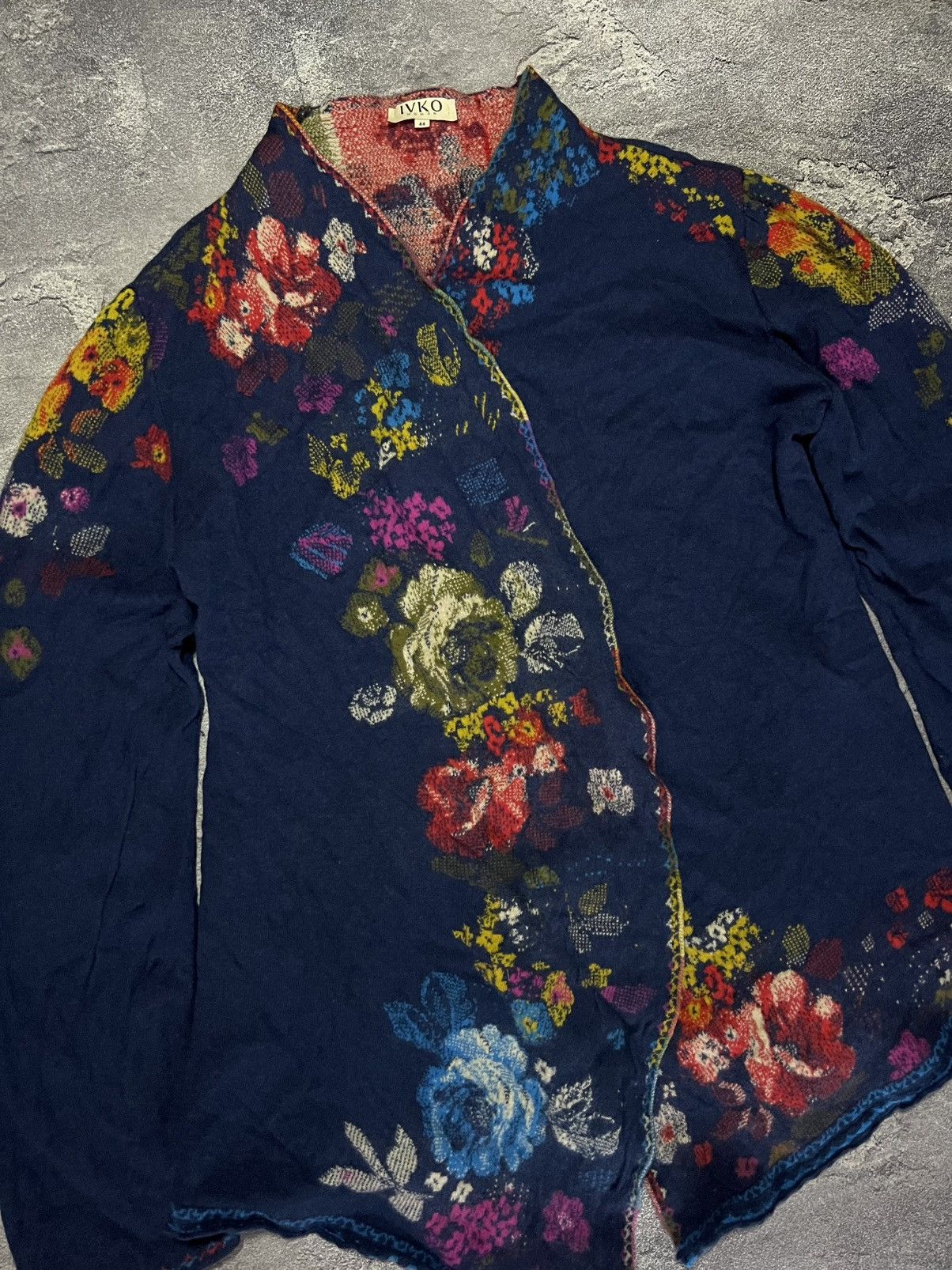 Other Ivko Long Cardigan Knit Sweater Floral Wool Vintage Brocade Size S / US 4 / IT 40 - 2 Thumbnail