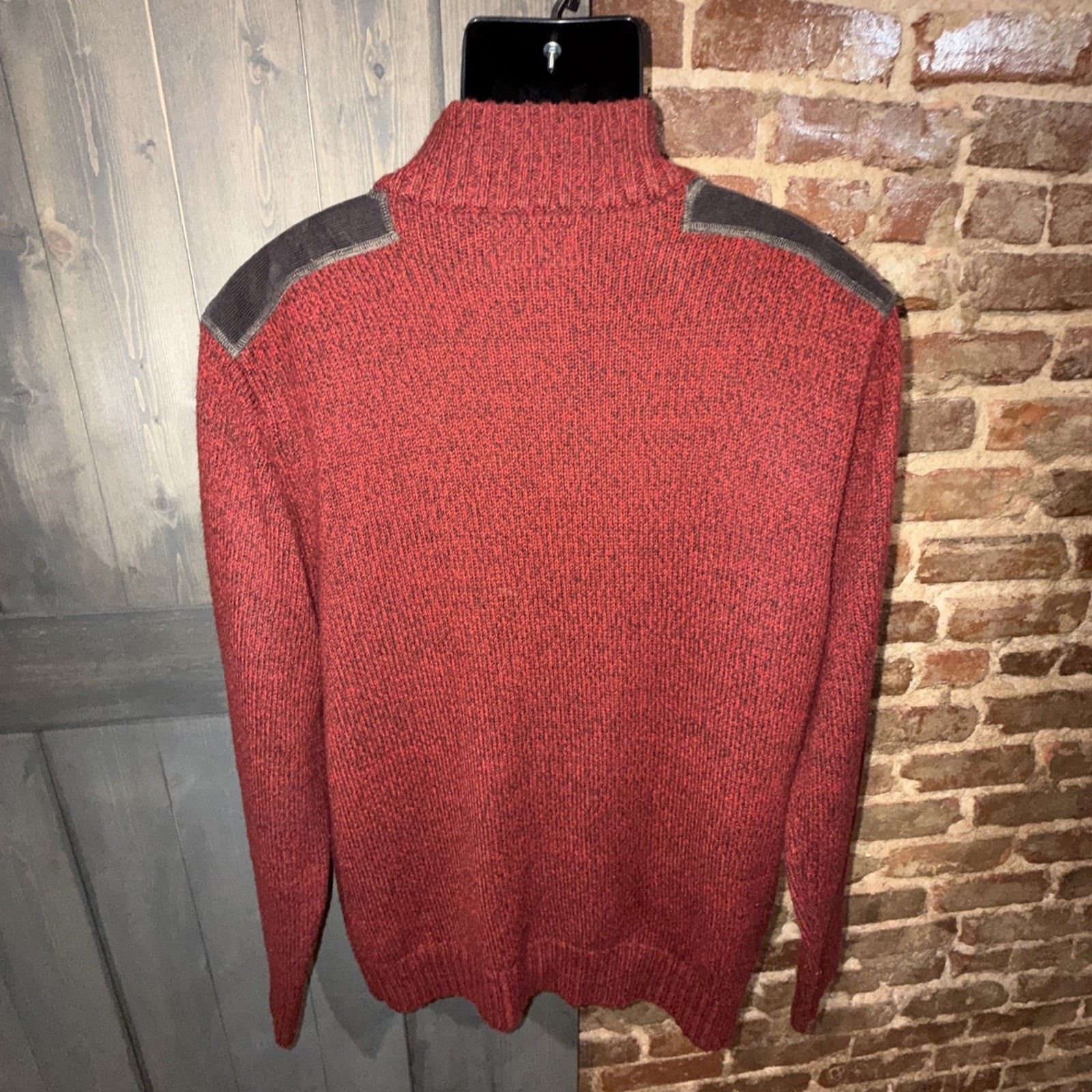 NEXT Next Men’s Birdseye Sweater Red W/Corduroy Trim Size XL Size US XL / EU 56 / 4 - 5 Thumbnail