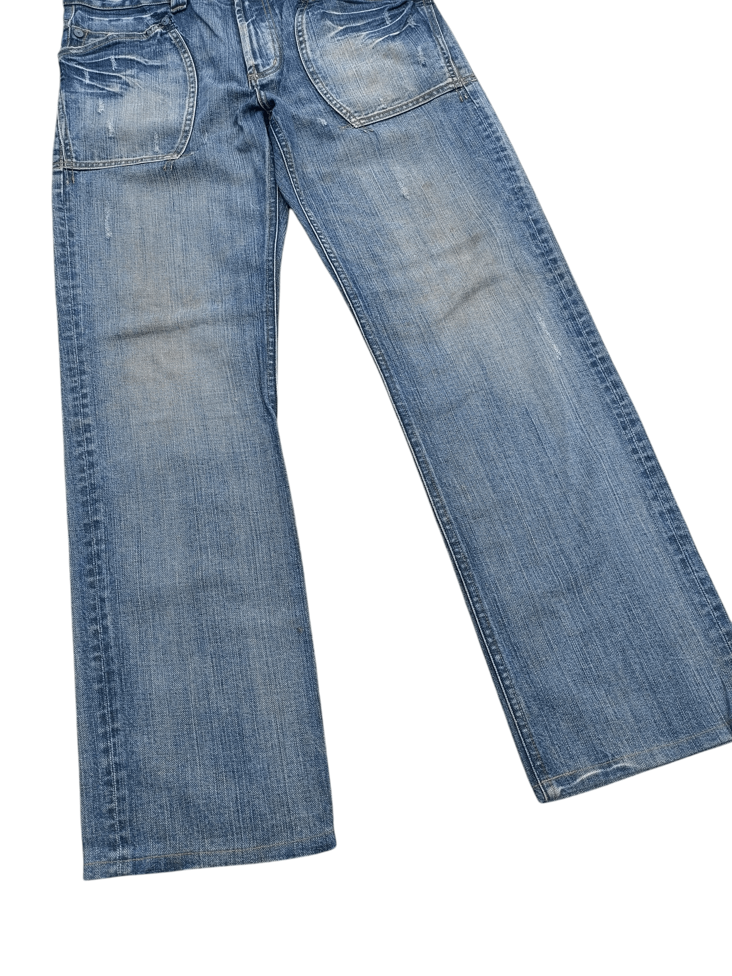 Japanese Brand × Vintage FYEE 💥 Back Number Distressed Whiskers Faded Denim Size US 34 / EU 50 - 8 Thumbnail