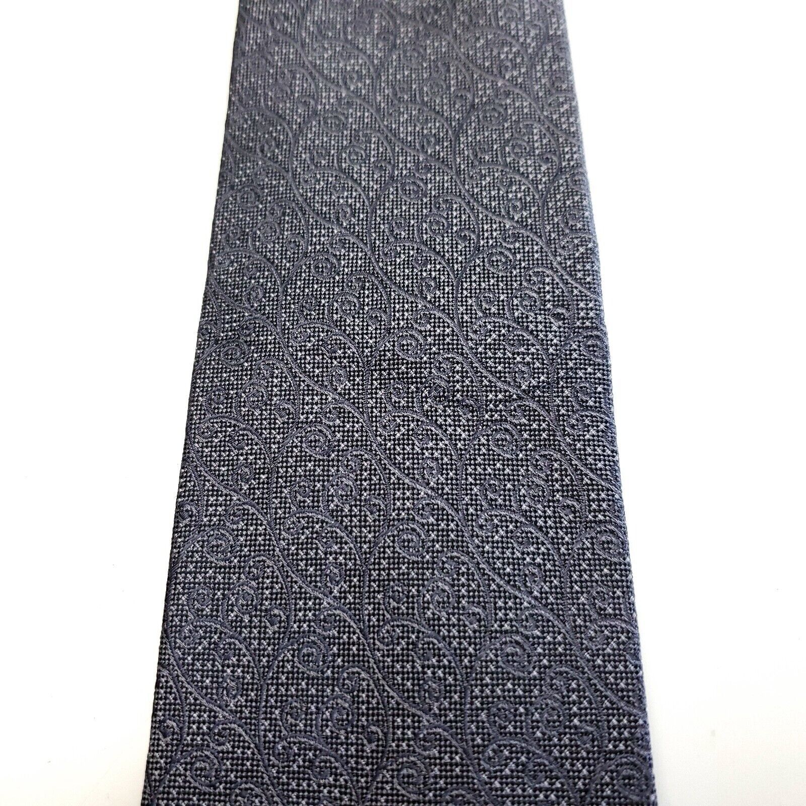 Vintage Marc Anthony Gray Silk Tie Woven Skinny Floral Size ONE SIZE - 2 Thumbnail