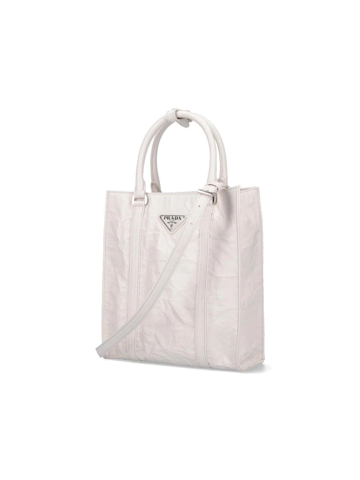 Prada PRADA White Leather Tote Bag New Size ONE SIZE - 2 Thumbnail