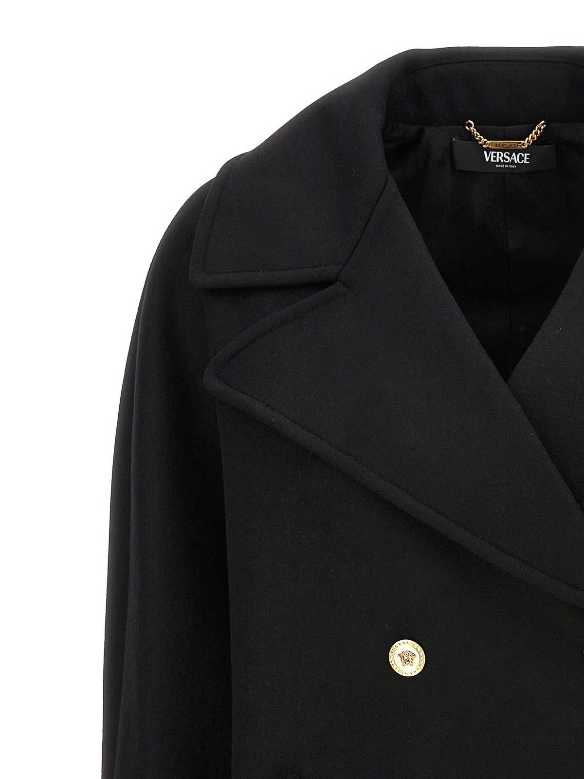 Versace o1s22i1n1024 Double-Breasted Cocoon Jacket in Black Size S / US 4 / IT 40 - 3 Thumbnail