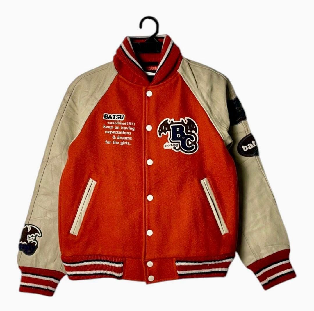 Japanese Brand Vintage 90’s Bat-Su Club Skull Devil Varsity Jacket Rare Size US M / EU 48-50 / 2 - 1 Thumbnail