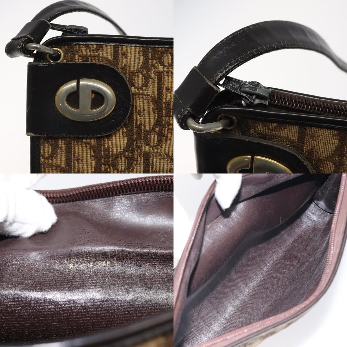 Dior DIOR Trotter Canvas Shoulder Bag Brown Gold Size ONE SIZE - 11 Thumbnail