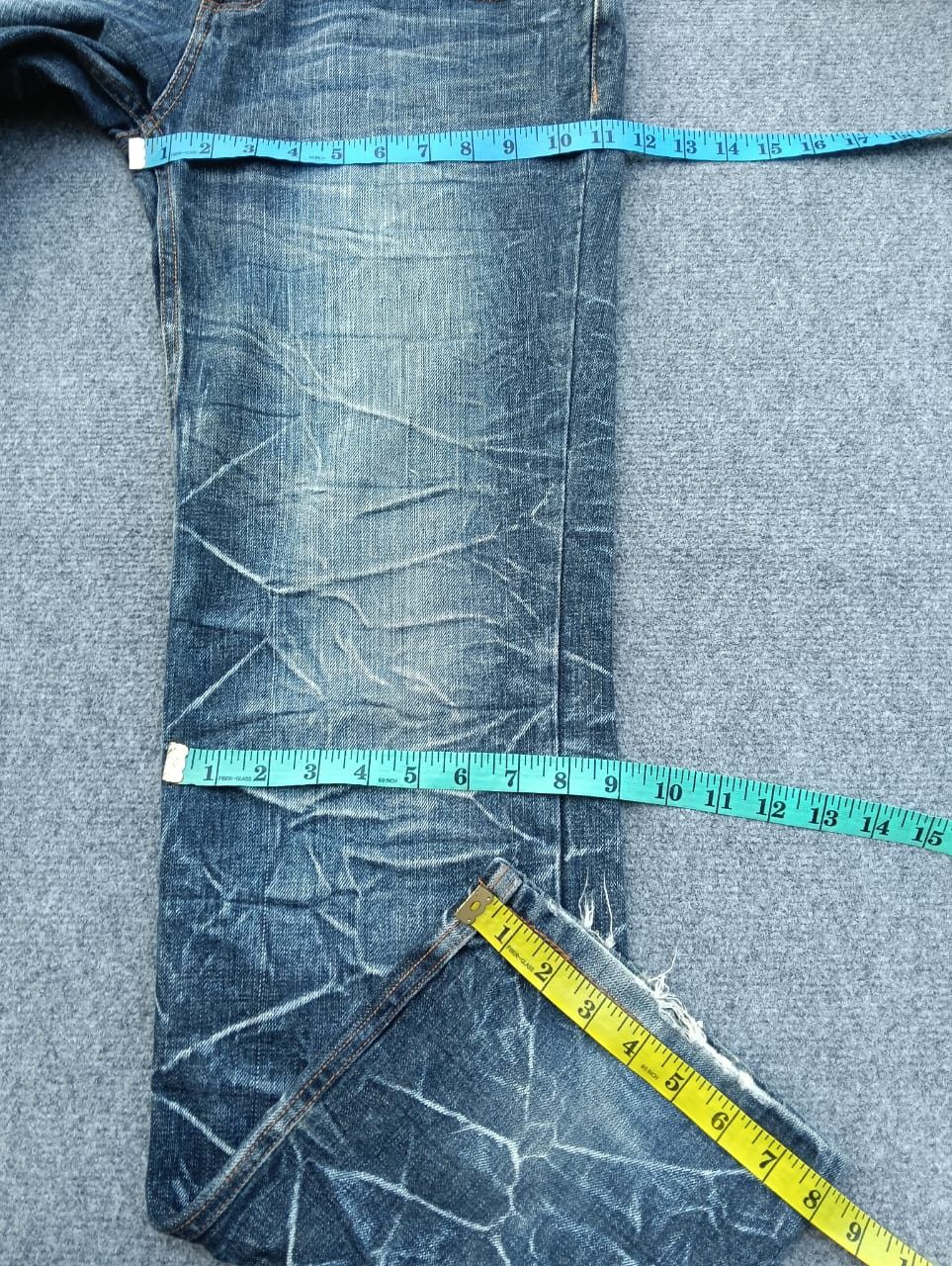 Japanese Brand Nylaus Double Waist Lightning Bolt straight cut jeans. Size US 31 - 6 Thumbnail