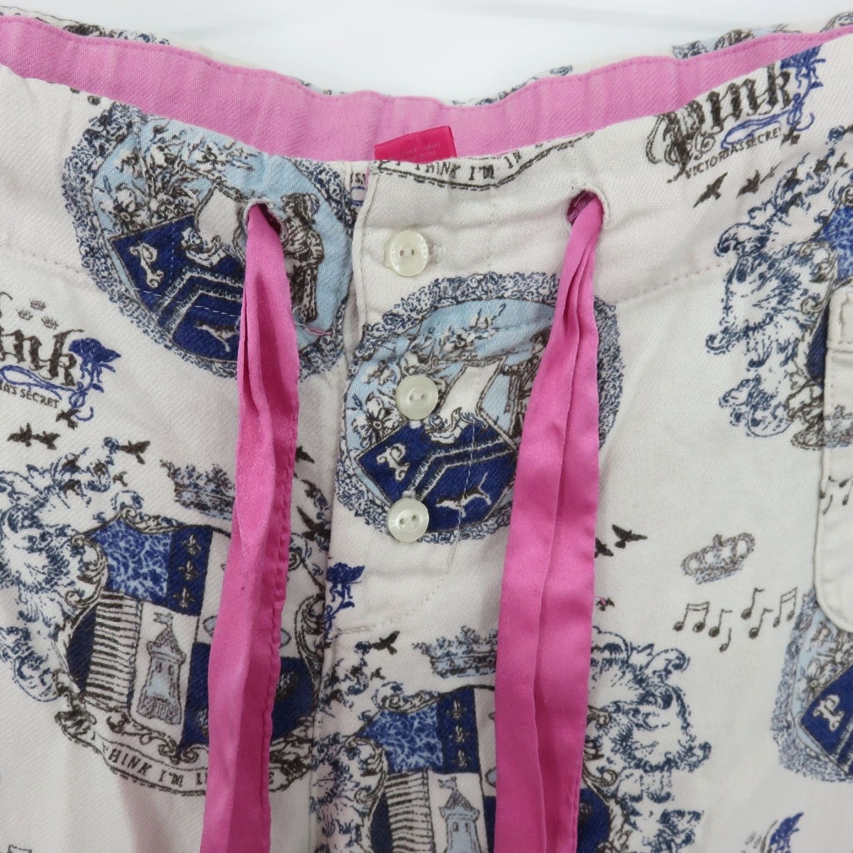 Victoria's Secret VINTAGE Victoria's Secret PINK Women Medium Pajama Pants Blue White Royal Crest Lounge Sleepwear Size 32" / US 10 / IT 46 - 3 Thumbnail