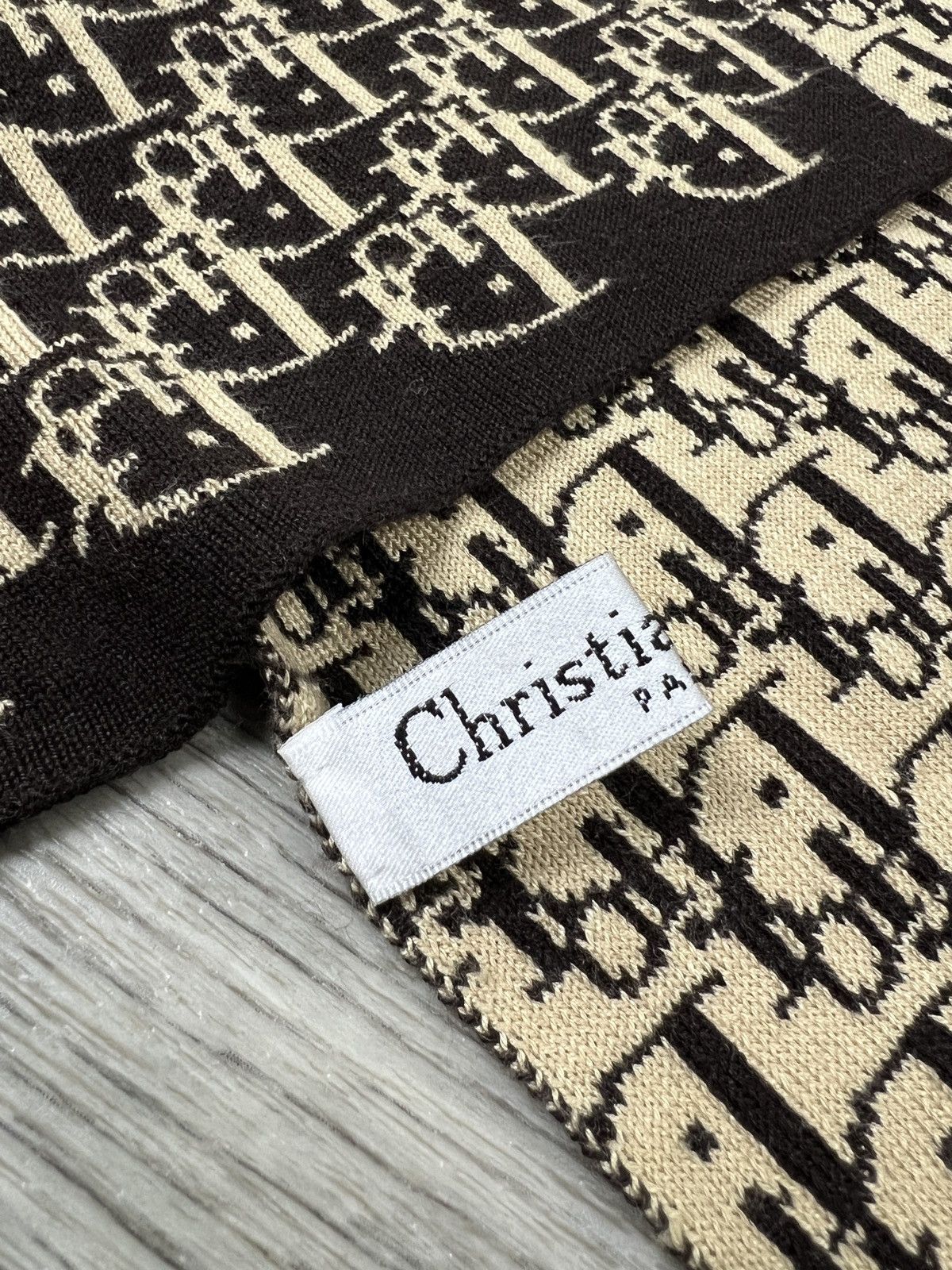 Dior Christian Dior Vintage Oblique Monogram Scarf Black Beige Size ONE SIZE - 7 Thumbnail