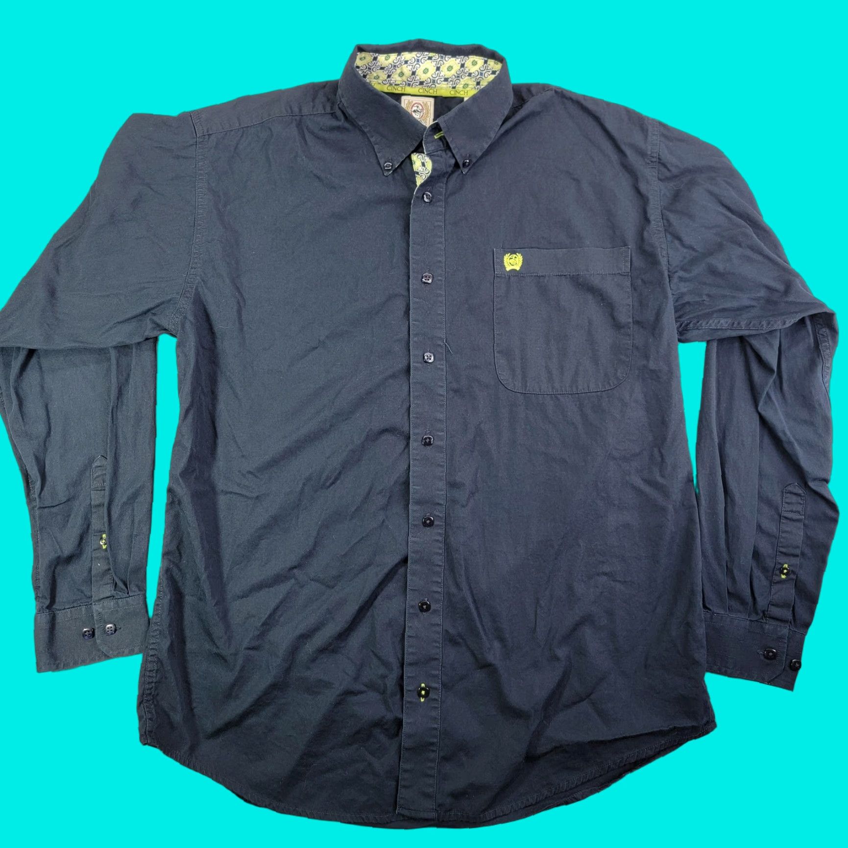 Vintage Cinch Shirt Mens Small Blue Long Sleeve Button-Down Contrast Trim Cotton Western Size US S / EU 44-46 / 1 - 1 Thumbnail
