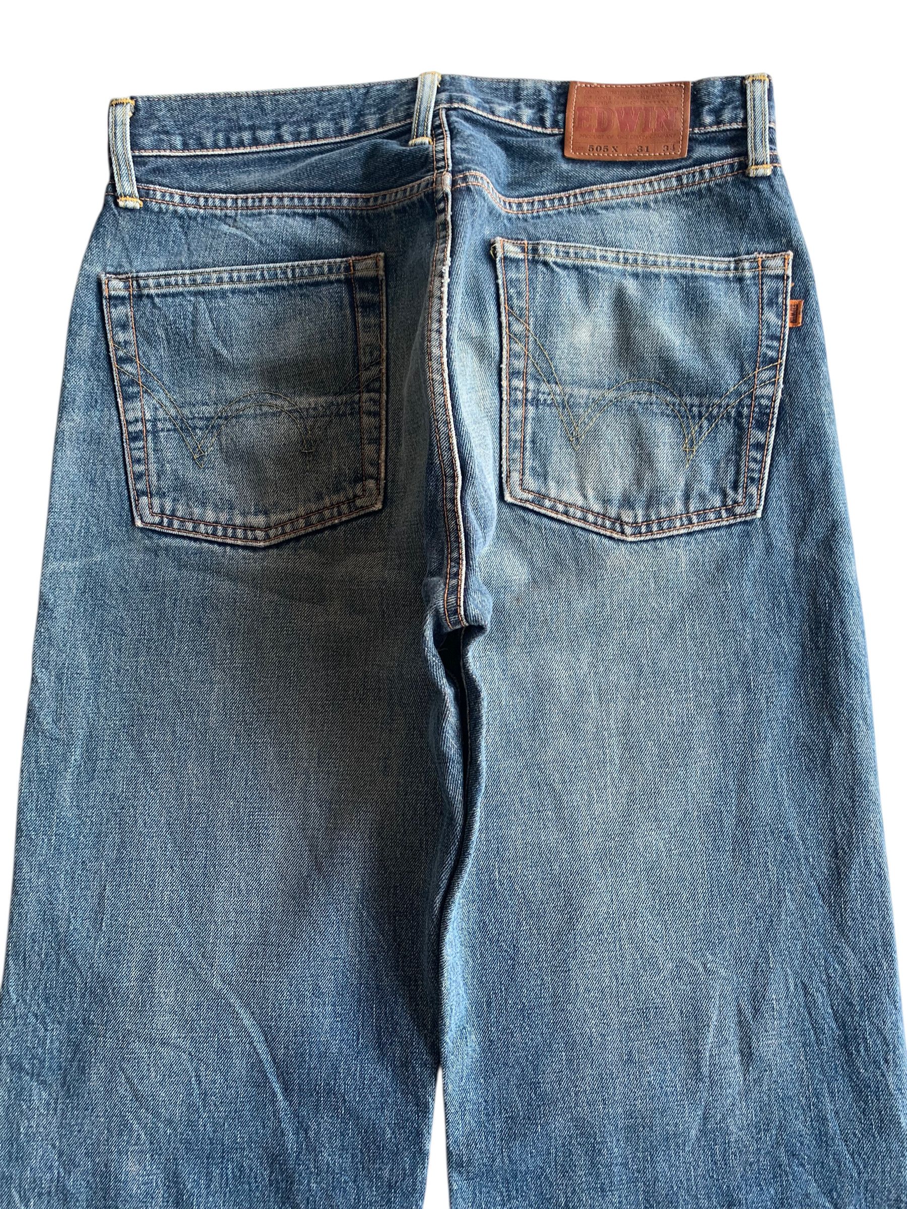 Edwin VTG EDWIN 505X SELVEDGE BAGGY FADED&RUSTY DISTRESSED DENIM Size US 31 - 10 Thumbnail