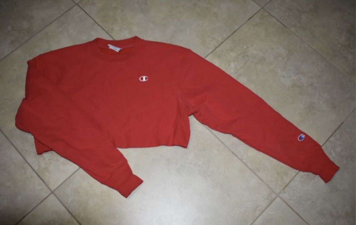 Champion Vintage Champion 90s Retro Red Oversized Cropped Sweatshirt Size S / US 4 / IT 40 - 1 Thumbnail