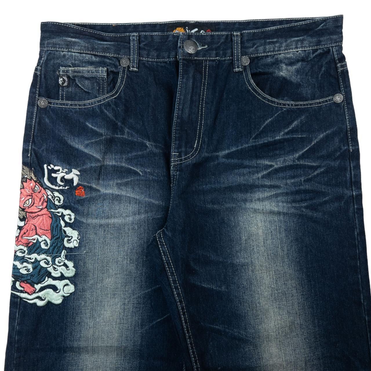 Other Vintage Jizo Japanese Embroidered Denim Jeans Size W36 Size US 36 / EU 52 - 1 Thumbnail