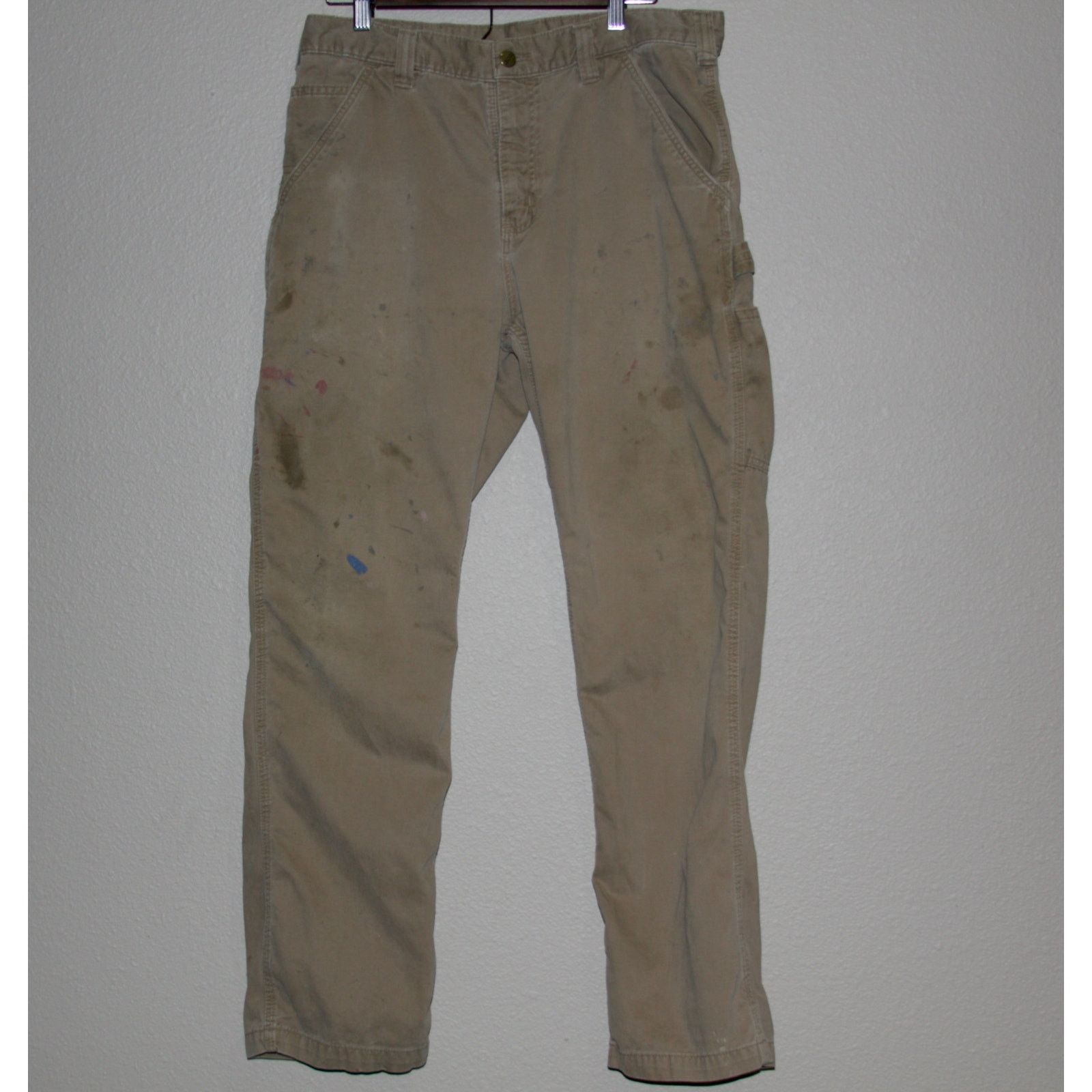Carhartt Carhartt Relaxed Fit Carpenter Pants 34x32 Tan Paint-Stained Size US 34 / EU 50 - 2 Thumbnail
