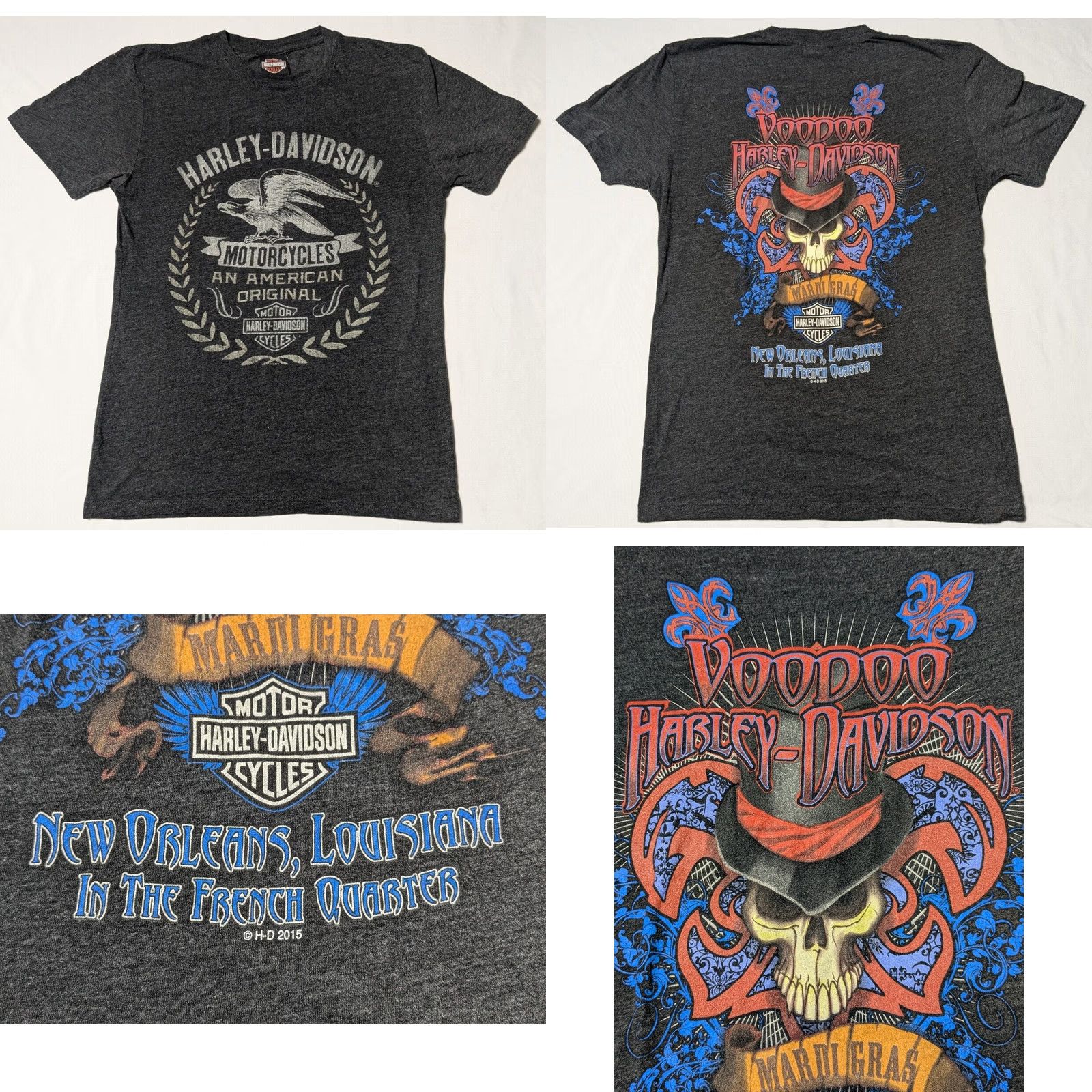 Harley Davidson Harley-Davidson VOODOO MARDI GRAS NEW ORLEANS FRENCH QUARTER Men Small Heather Gray T-Shirt Size US S / EU 44-46 / 1 - 9 Thumbnail