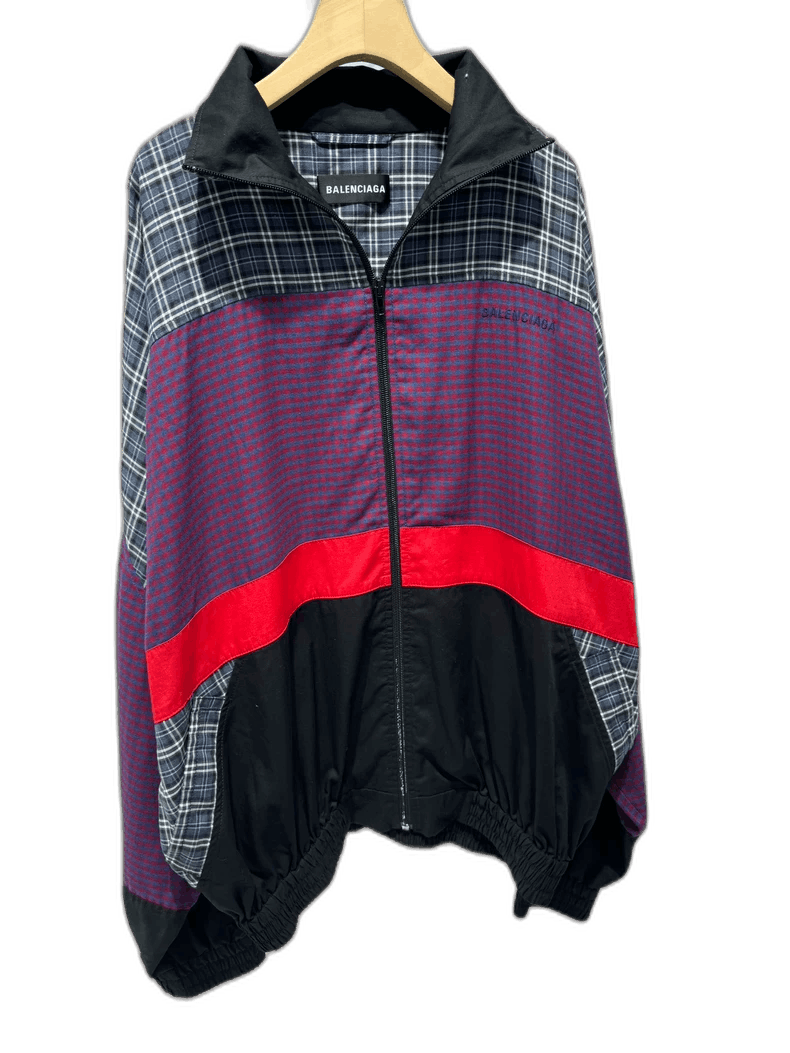 Balenciaga Plaid Patchwork Windbreaker Jacket