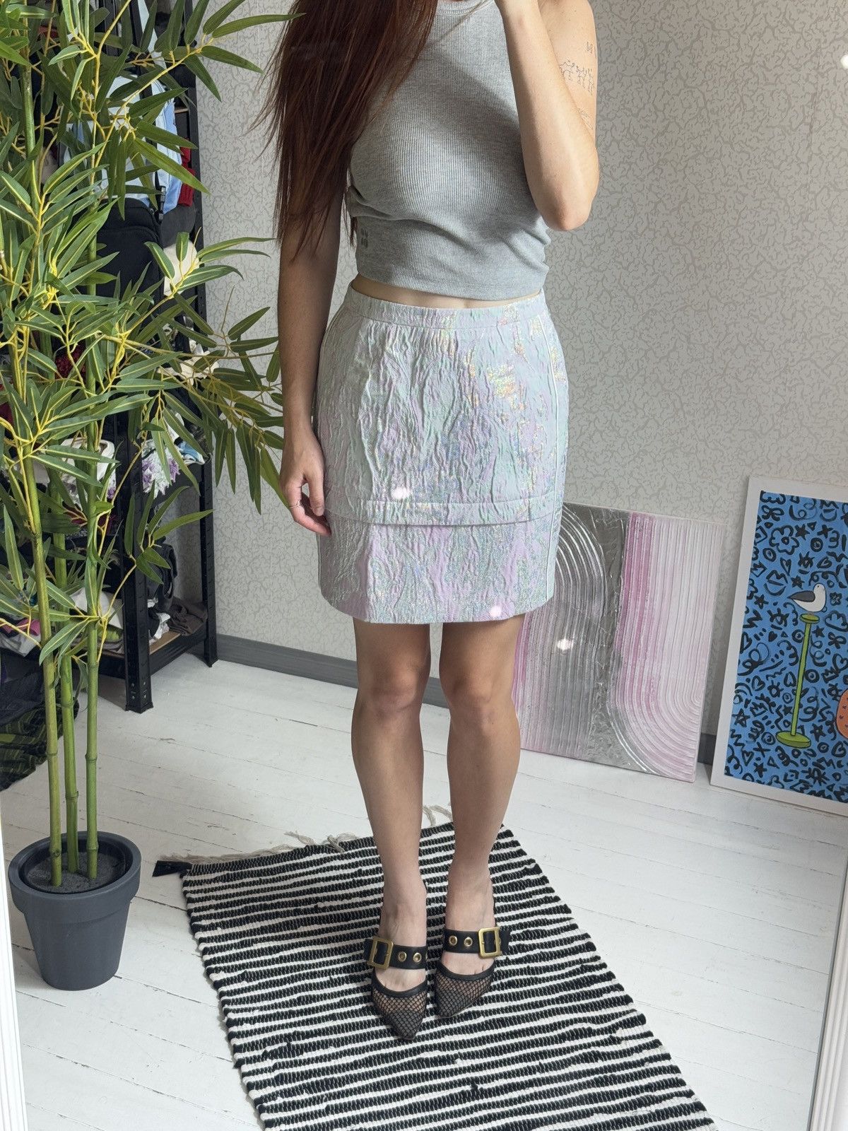 Sandro VINTAGE SANDRO SHIMMERY 2000s SKIRT Size 28" / US 6 / IT 42 - 9 Thumbnail
