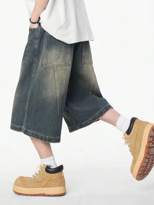 Japanese Brand WASHED vintage Y2K denim jorts OPIUM Size US 34 / EU 50 - 2 Thumbnail