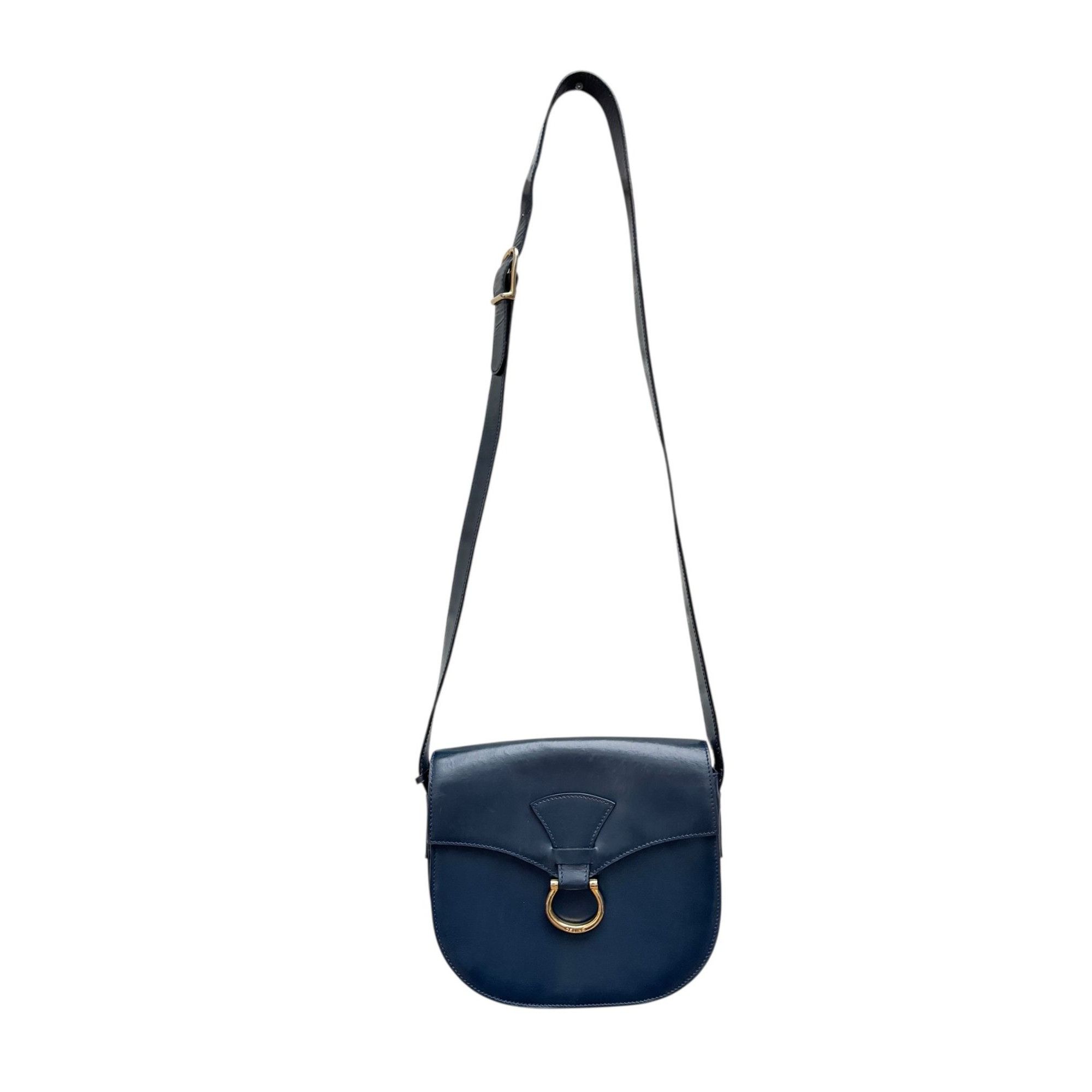 Celine Celine Vintage Navy Leather Shoulder Bag Made in France Size ONE SIZE - 1 Thumbnail