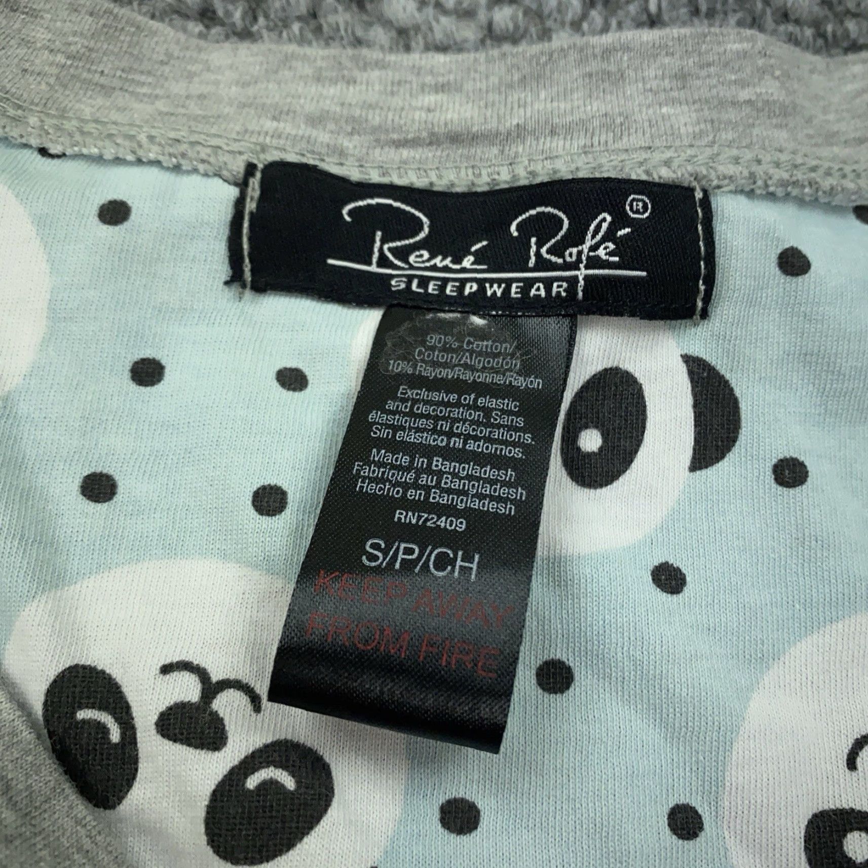 Vintage Rene Rofe Pajama Top Womens Small Gray Panda Embroidered Shirt? Size L / US 10 / IT 46 - 4 Thumbnail