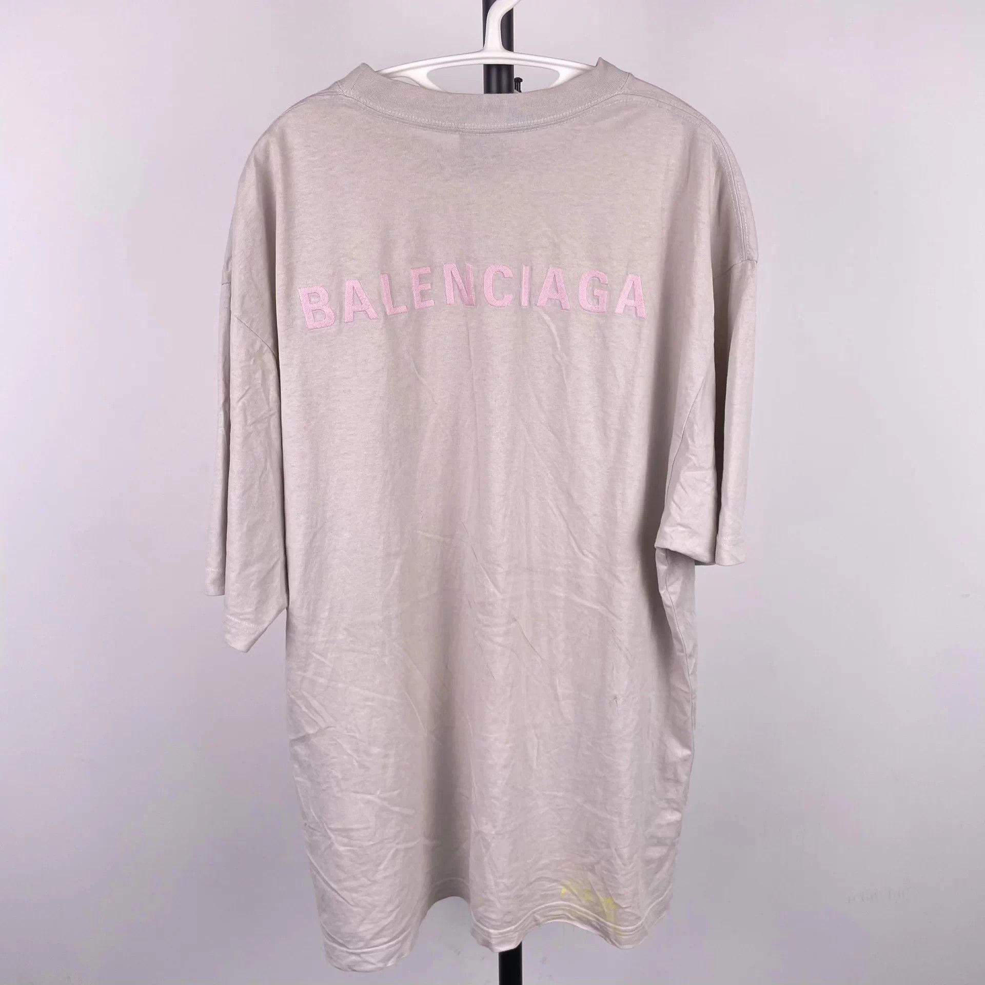 Balenciaga Balenciaga Men's Short Sleeve Tee Gray/Pink Logo S Size US S / EU 44-46 / 1 - 2 Thumbnail