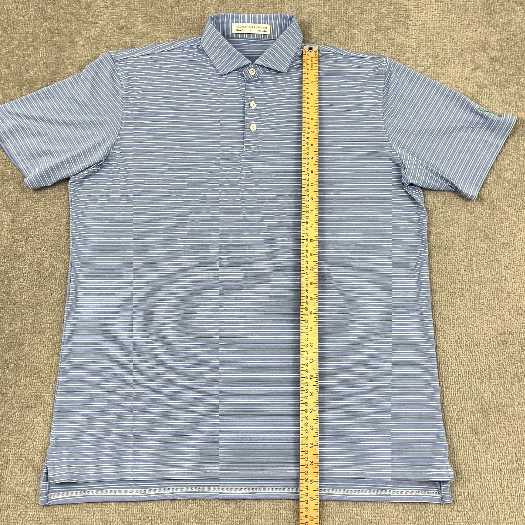 Vintage Holderness & Bourne Polo Shirt Men XL Blue Striped Golf Performance Preppy Sport Size US XL / EU 56 / 4 - 5 Thumbnail