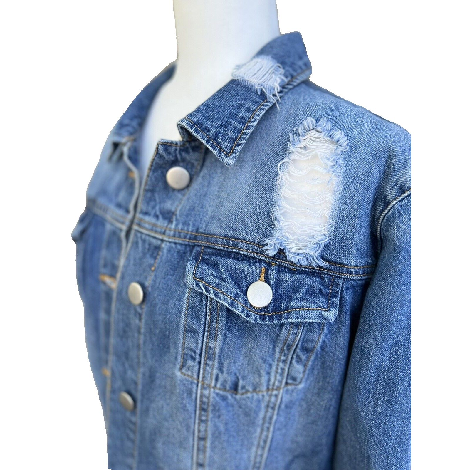 Mason's Ashley Mason distressed denim jacket women size S A000223 Size S / US 4 / IT 40 - 5 Thumbnail