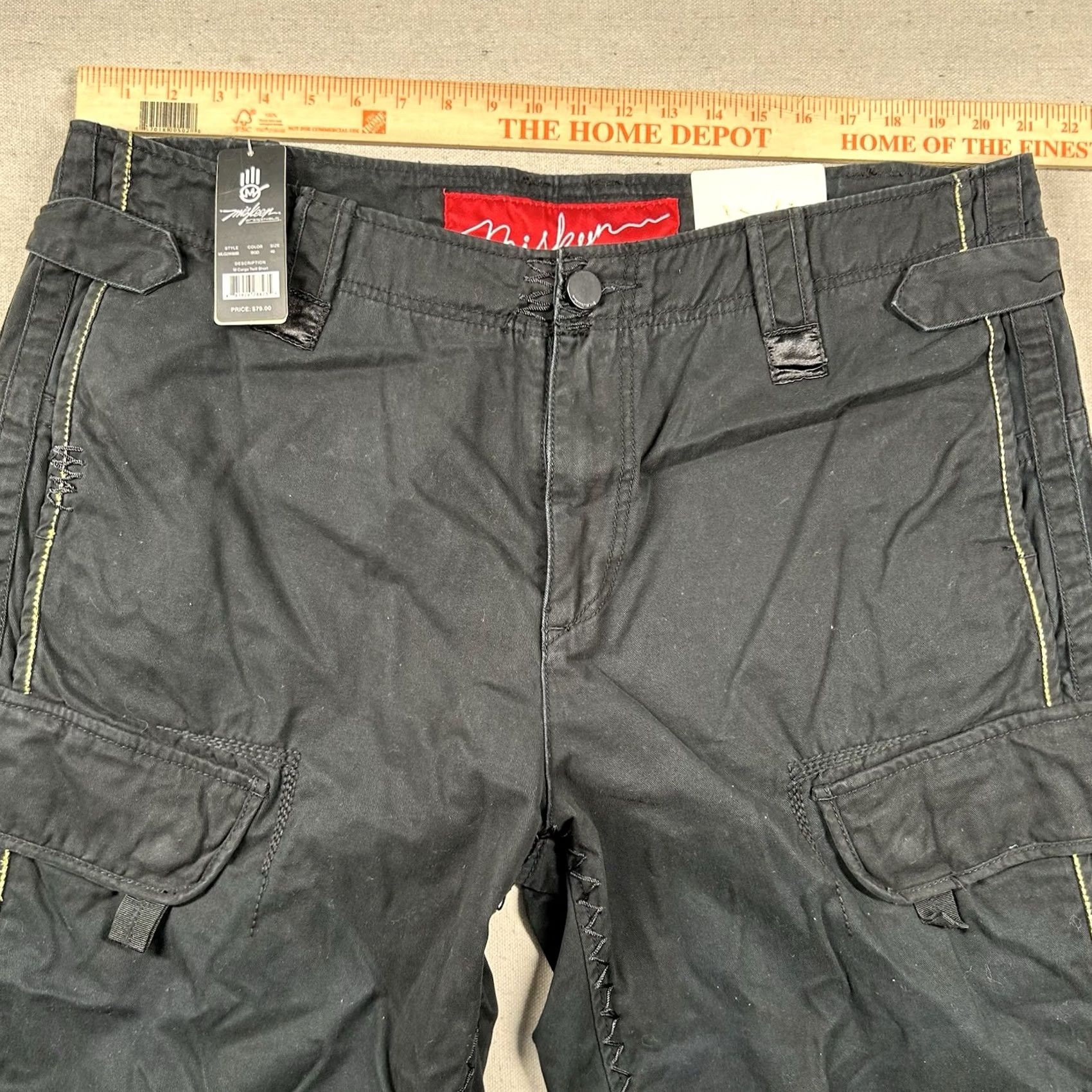Vintage VINTAGE Miskeen Shorts Mens 40 Cargo Hip Hop Skater Black Gold Embroidery Relaxed Baggy Size US 40 / EU 56 - 7 Thumbnail