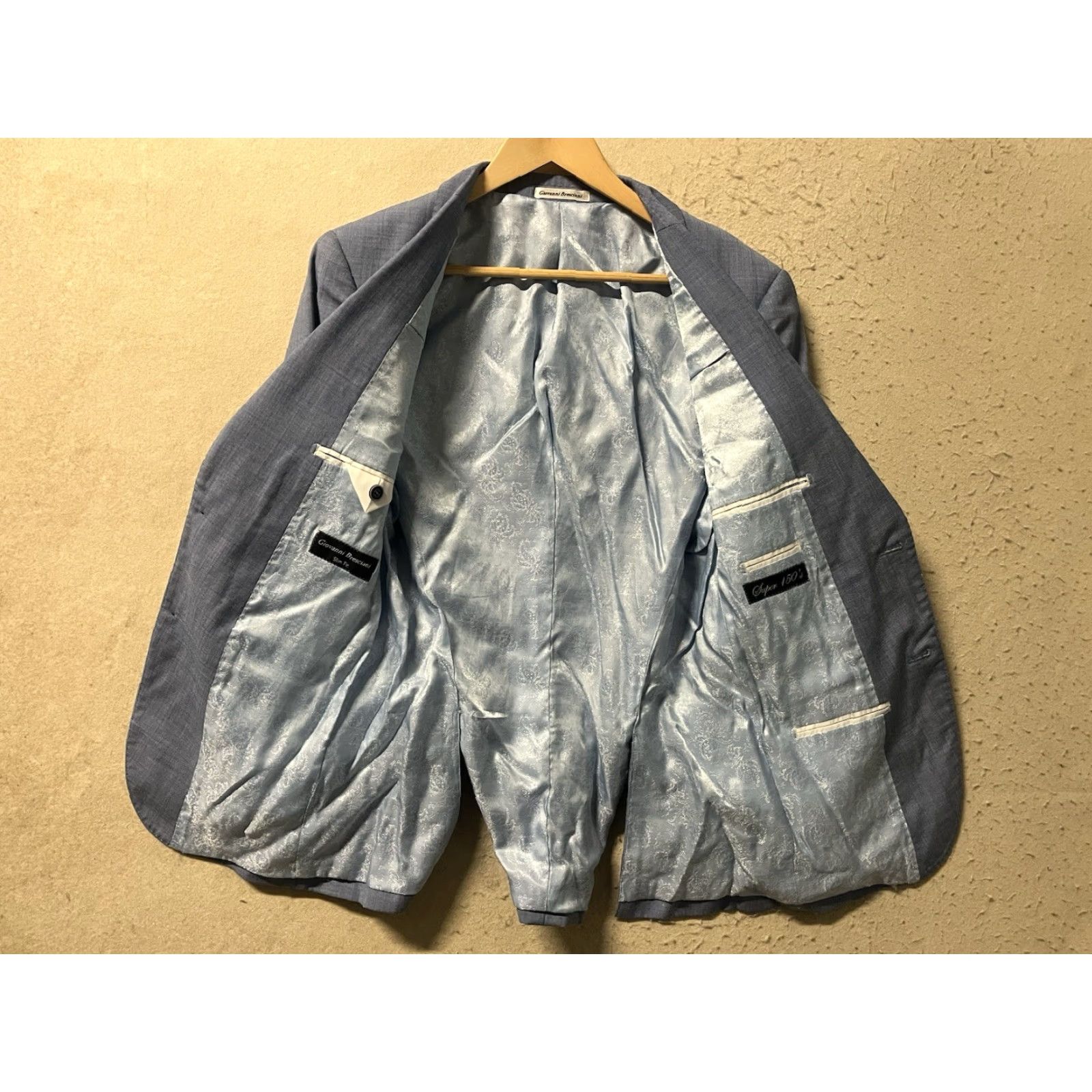 Vintage Giovanni Bresciani Super 150’s Blazer Jacket M Blue Plaid Slim Fit Men’s Regular Size See Pictures Jacket Mens Blue Super 150’s Size 40R - 6 Thumbnail