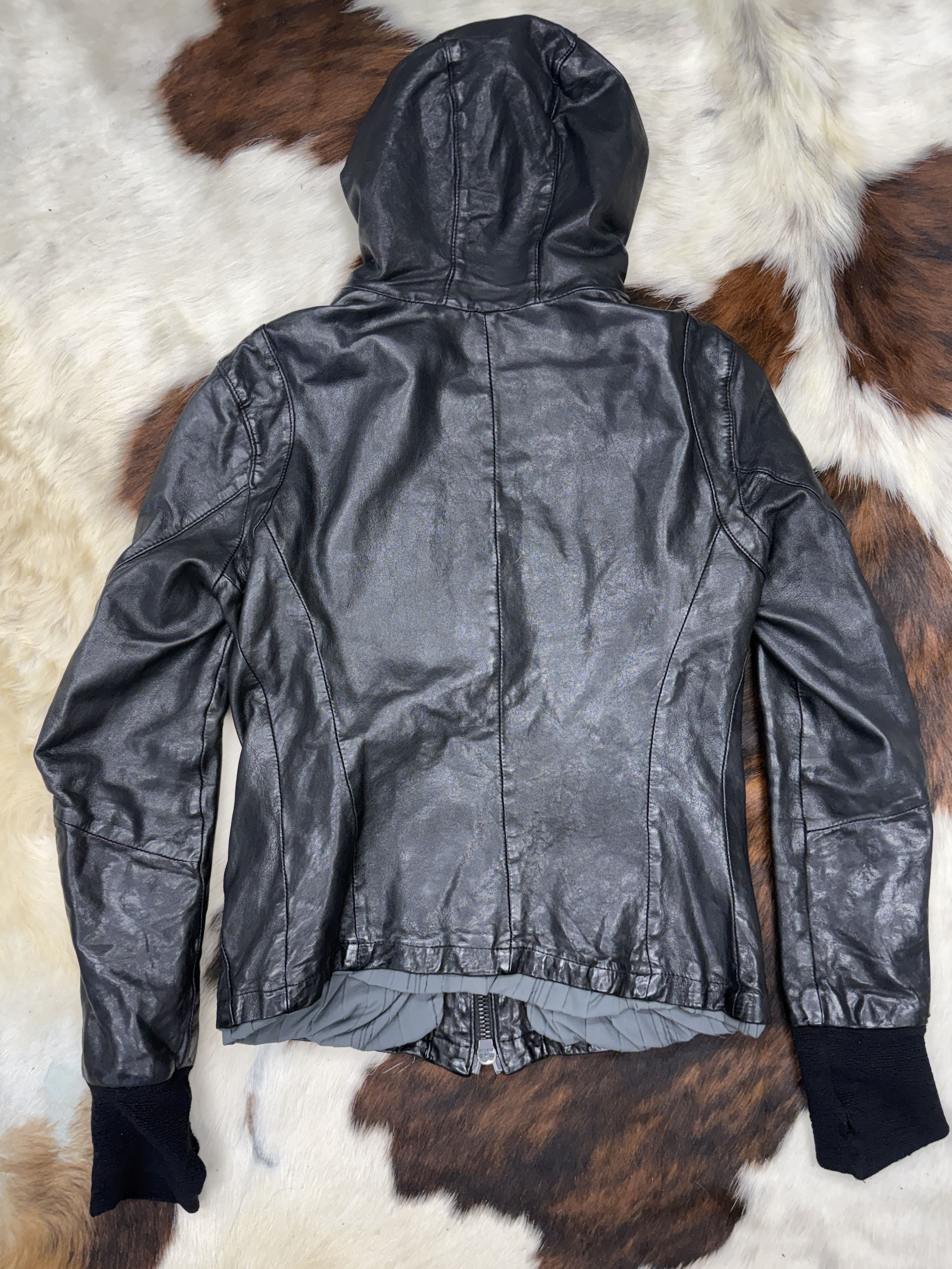 Giorgio Brato Giorgio Brato High-Neck Hooded Lamb Leather Jacket Size US XS / EU 42 / 0 - 7 Thumbnail