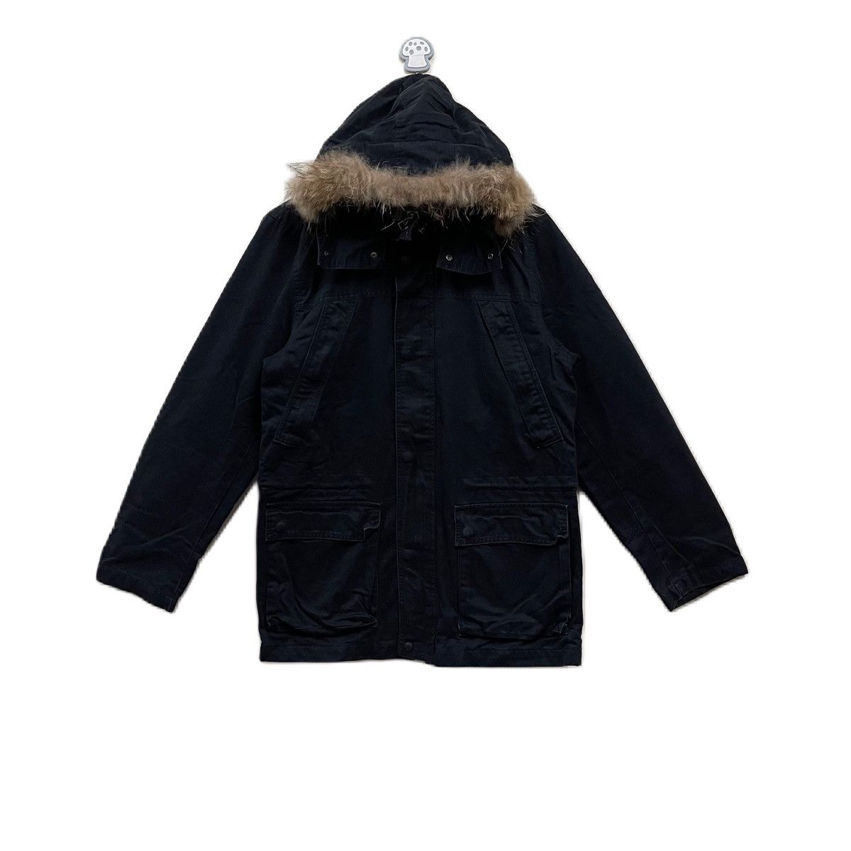 image of Hysteric Glamour x Ships Jet Blue Fur Hoodie Jacket in Dark Blue, Men's (Size Large)