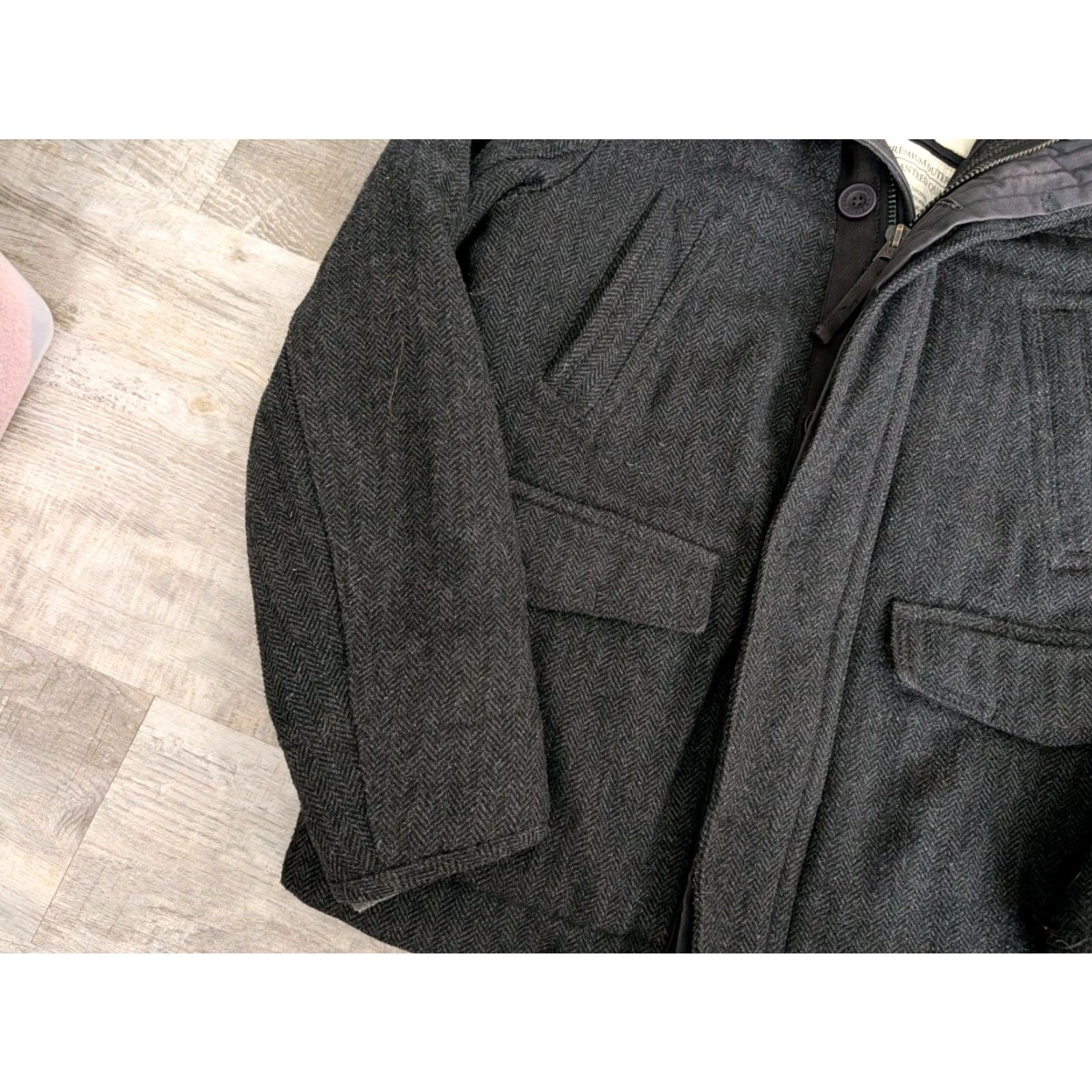 Abercrombie & Fitch VINTAGE Abercrombie & Fitch Premium Wool Quilted Coat Jacket Pea Coat Mens M Zip Button Gray Size US M / EU 48-50 / 2 - 4 Thumbnail
