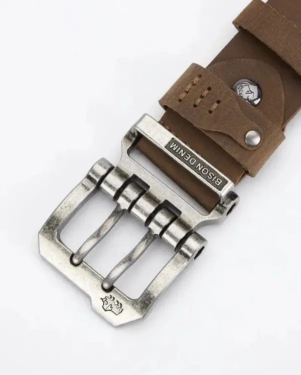 Japanese Brand × Vintage 120cm Length Bison Spilt Genuine Leather Belt Size ONE SIZE - 4 Thumbnail