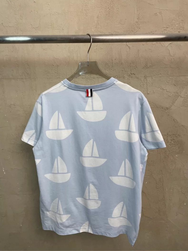 Thom Browne Thom Browne Light blue sailing boat round collar short sle Size XS / US 0-2 / IT 36-38 - 3 Thumbnail