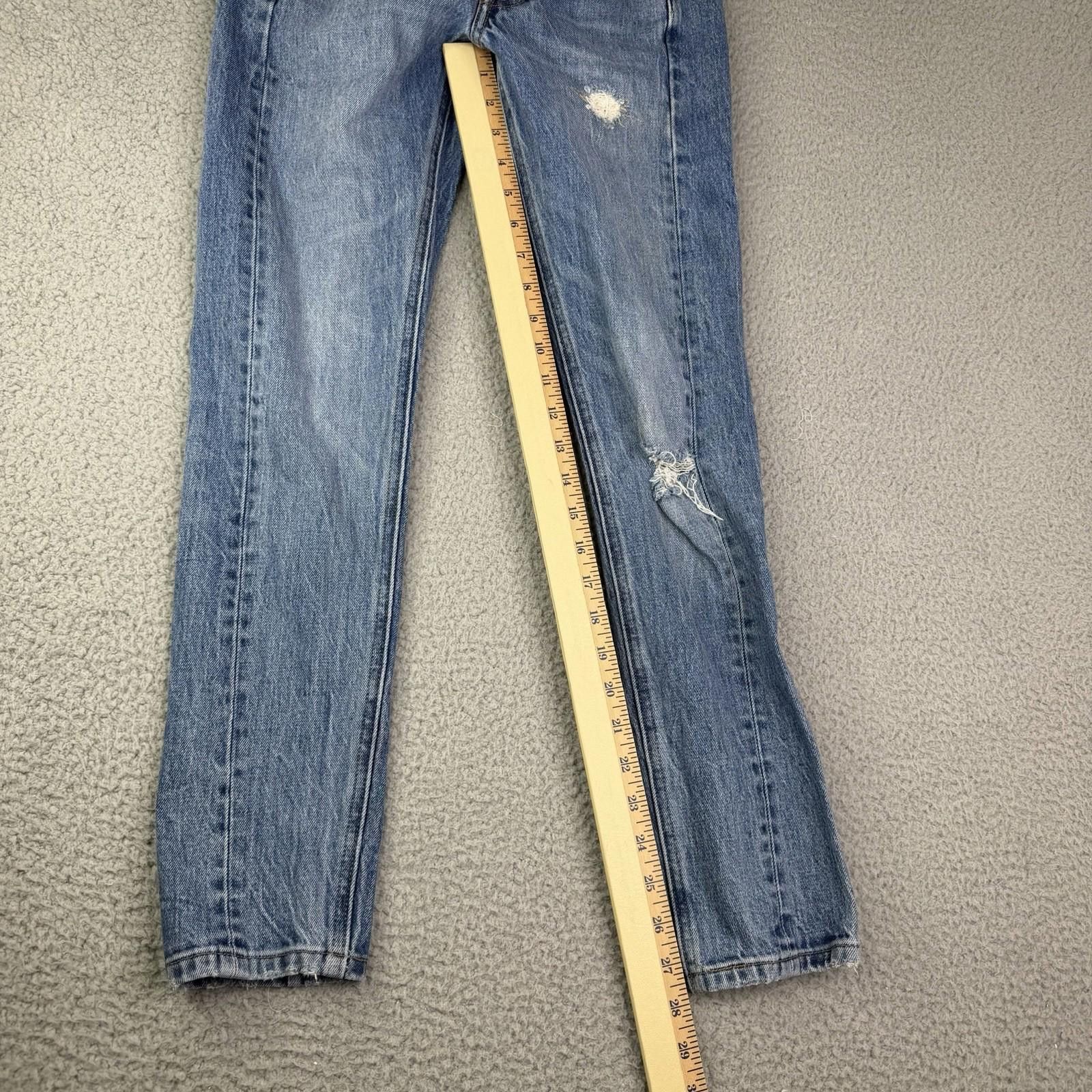 Levi's Women's Levis 501 Skinny Altered Distressed Jeans Sz 24 x 28 Size 24" / US 00 / IT 34 - 6 Thumbnail