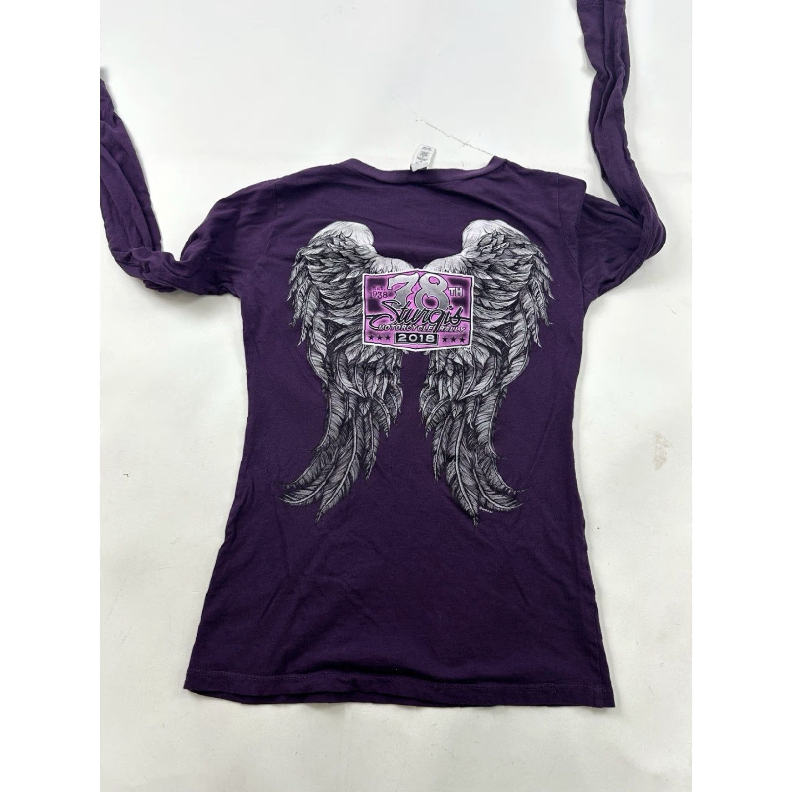 Vintage VINTAGE Hot Leathers Sturgis Shirt Womens Medium Purple Long Sleeve V-Neck Motorcycle Rally 2018 Size M / US 6-8 / IT 42-44 - 6 Thumbnail