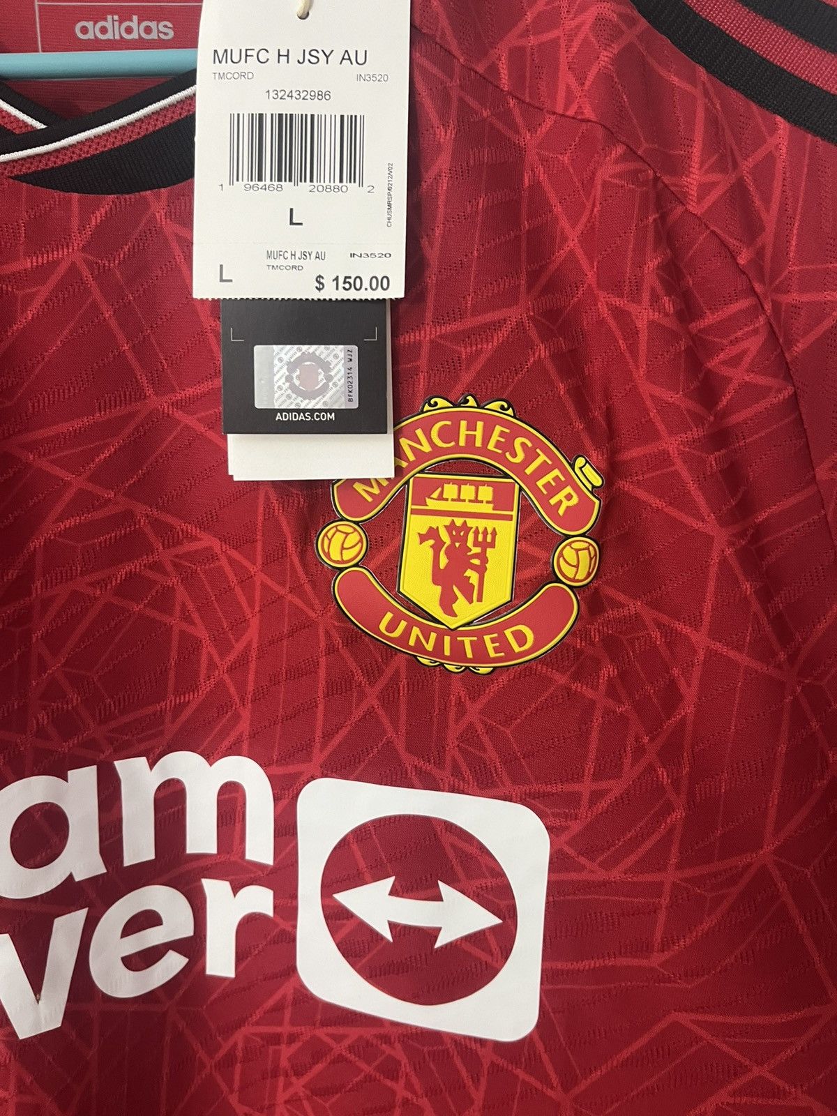 Adidas Adidas Manchester United 23/24 Home Authentic Soccer Jersey Size US L / EU 52-54 / 3 - 9 Thumbnail