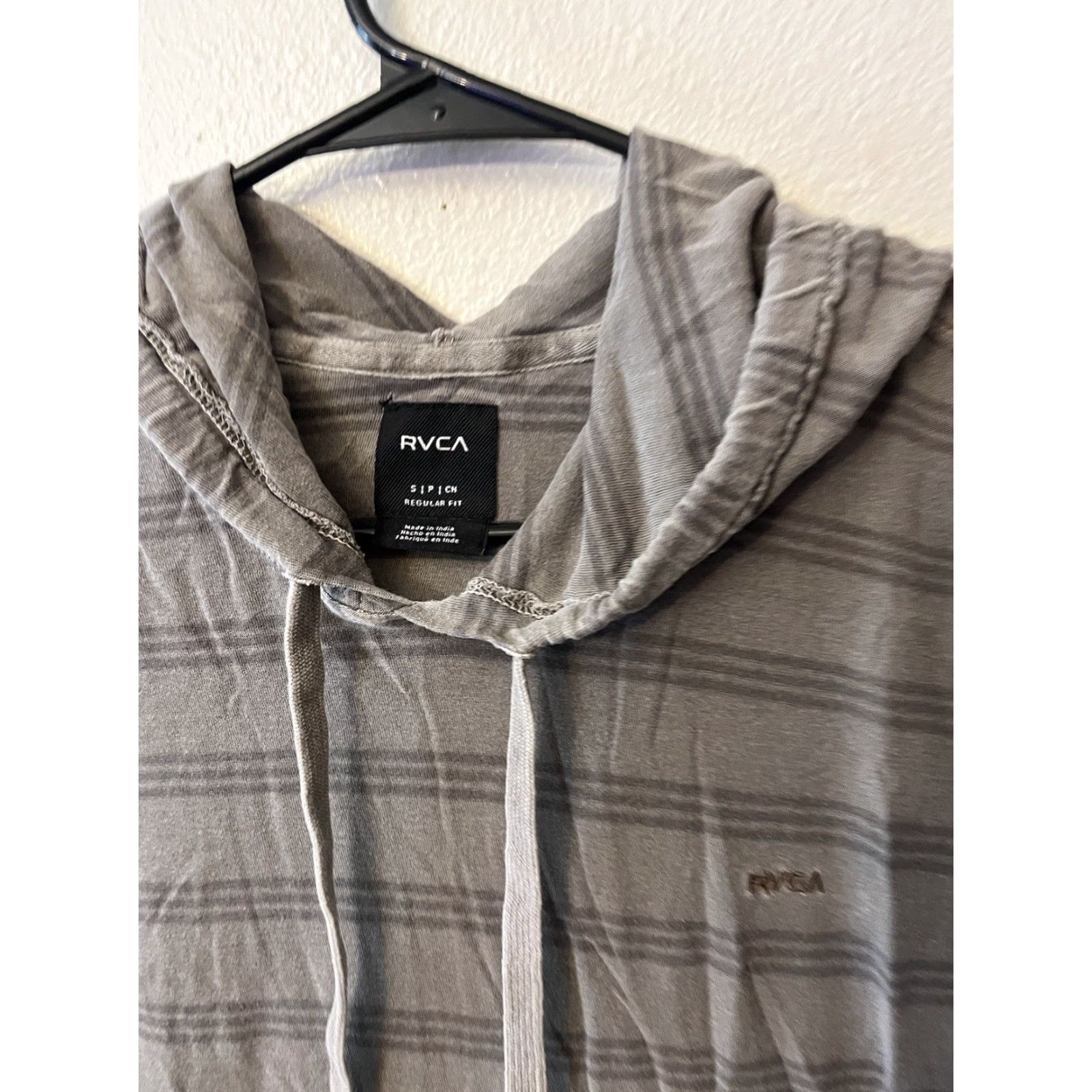 RVCA VINTAGE RVCA Hooded Shirt Mens Gray Striped Pullover Long Sleeve Regular Fit Cotton Blend Outdoor Size US S / EU 44-46 / 1 - 2 Thumbnail