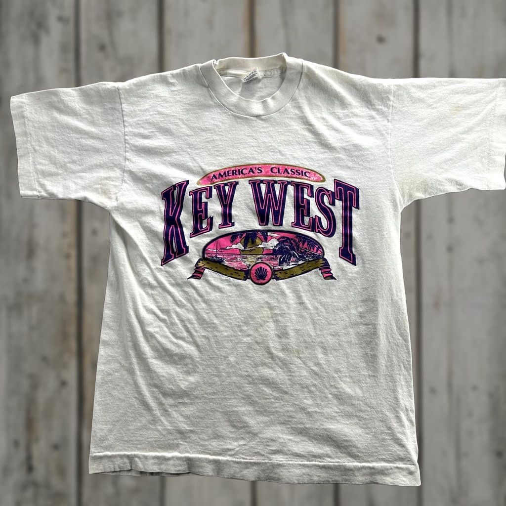 Fruit Of The Loom Vintage Key West Shirt Mens M White Fruit of the Loom 90s Tee Florida Souvenir Size US M / EU 48-50 / 2 - 1 Thumbnail