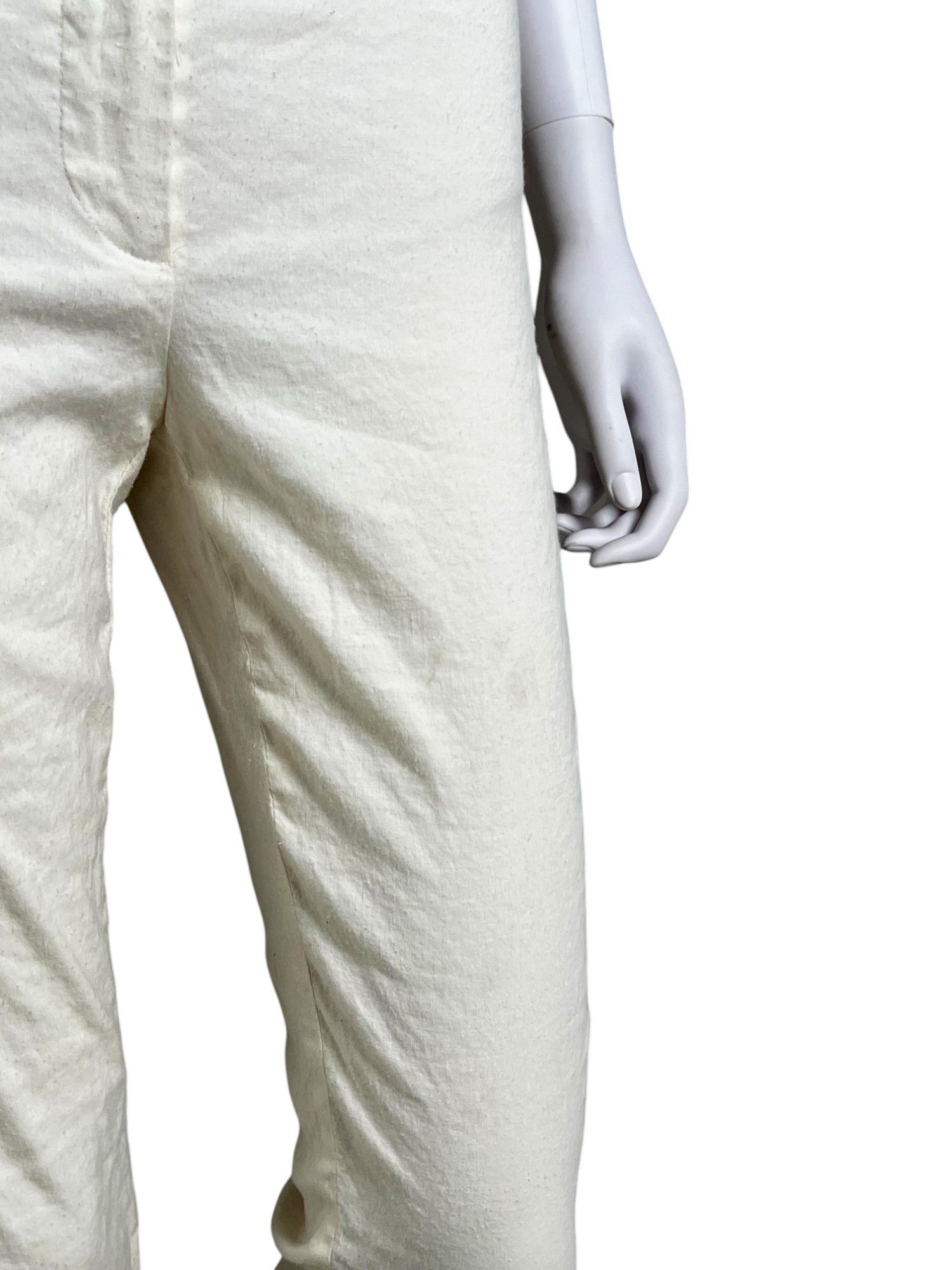 Ann Demeulemeester 2000's Cream Linen Pants Size 28" / US 6 / IT 42 - 8 Thumbnail