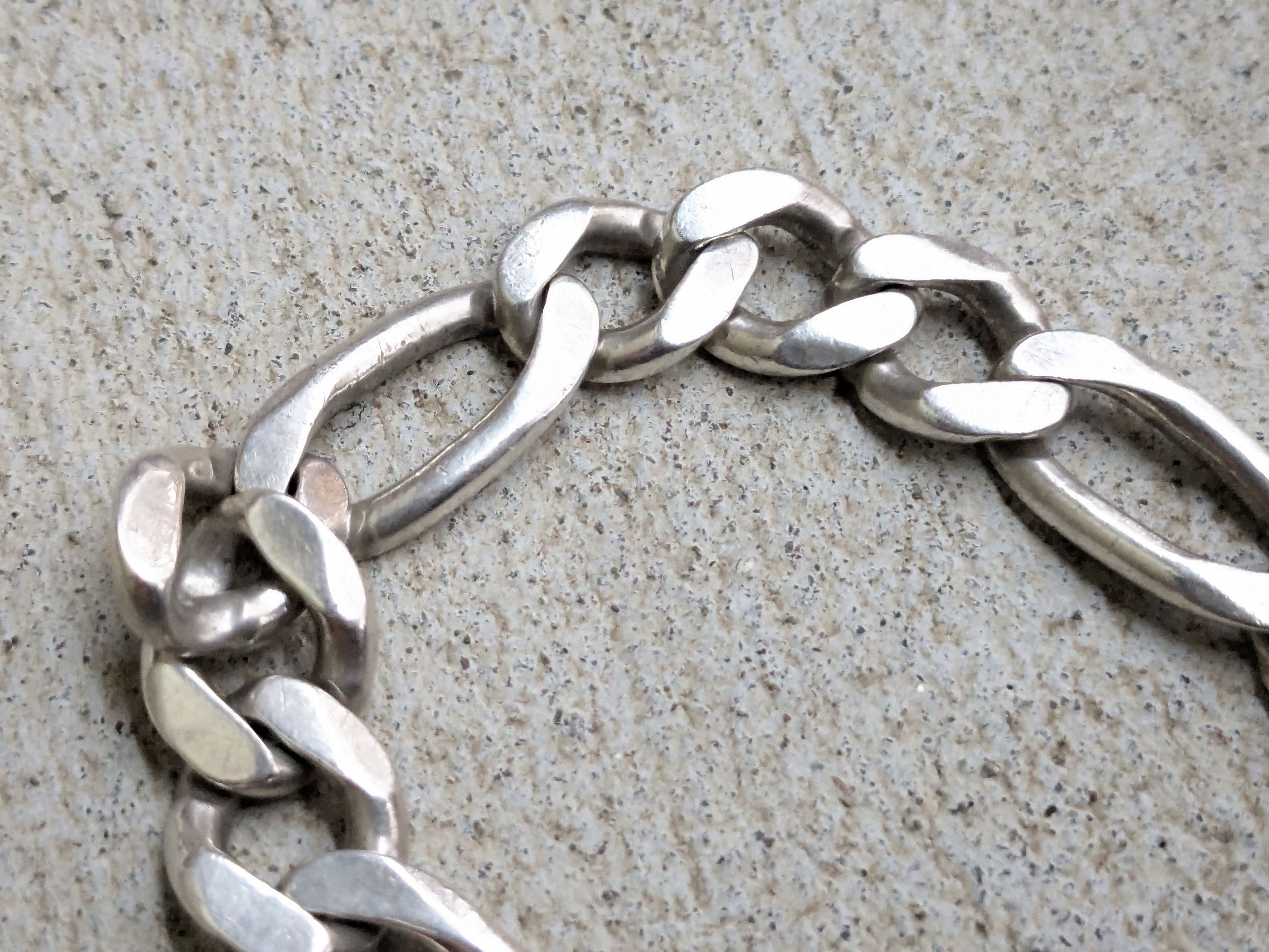 Jewelry Vintage Sterling Silver Bracelet Figaro Chunky Thick Punk Size ONE SIZE - 11 Thumbnail