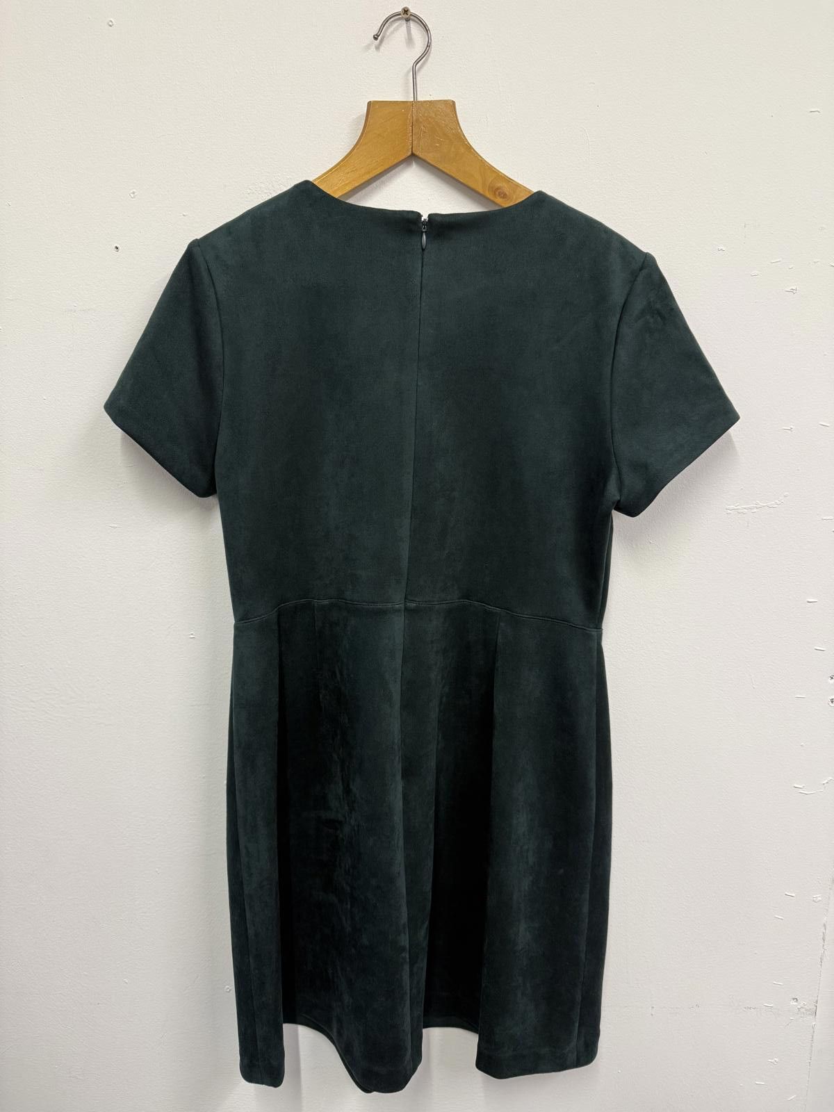 Calvin Klein Calvin Klein Dark Green Suede Short Sleeve Dress Size L / US 10 / IT 46 - 2 Thumbnail