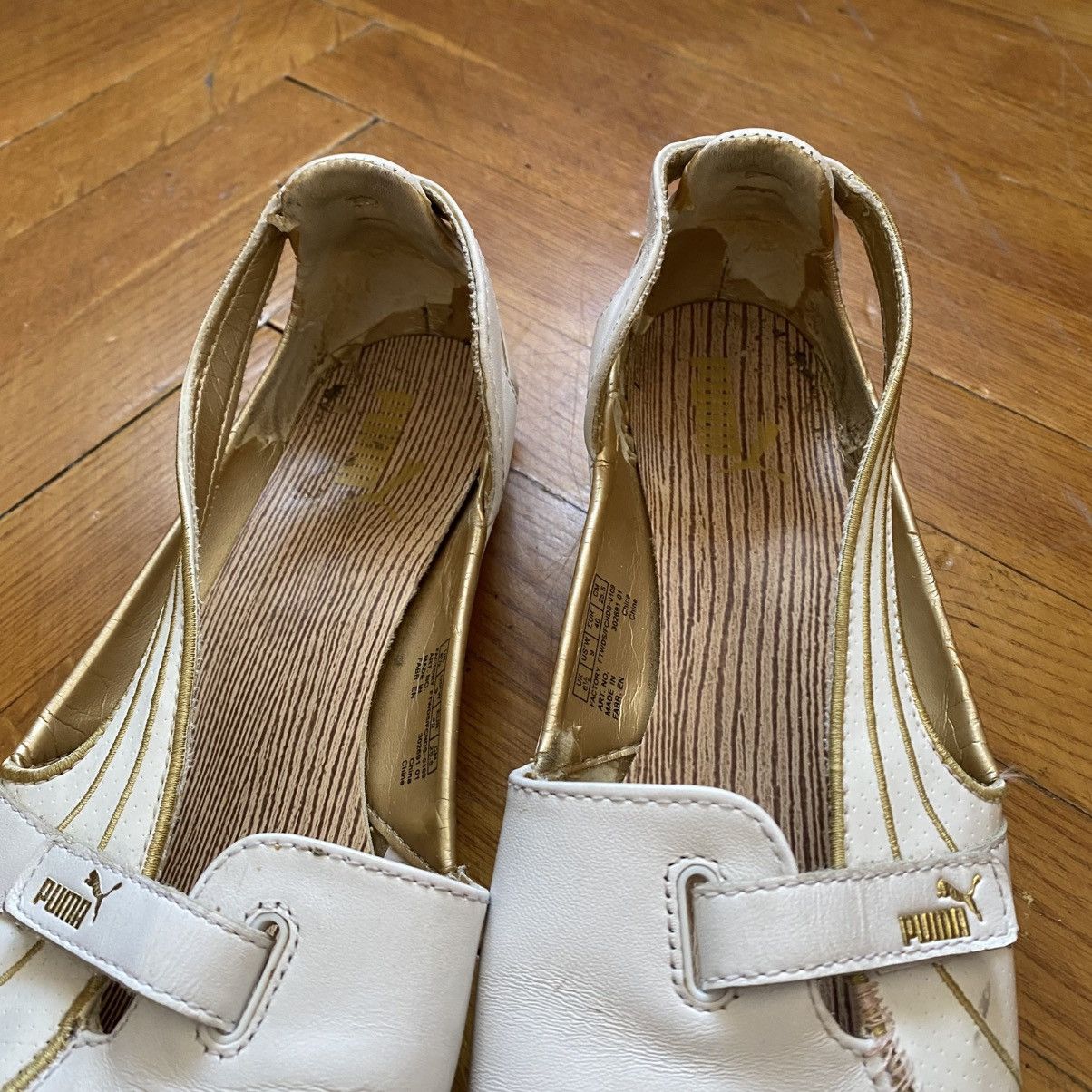 Puma VINTAGE PUMA WHITE/GOLD MULES SANDALS Size US 10 / IT 40 - 4 Thumbnail